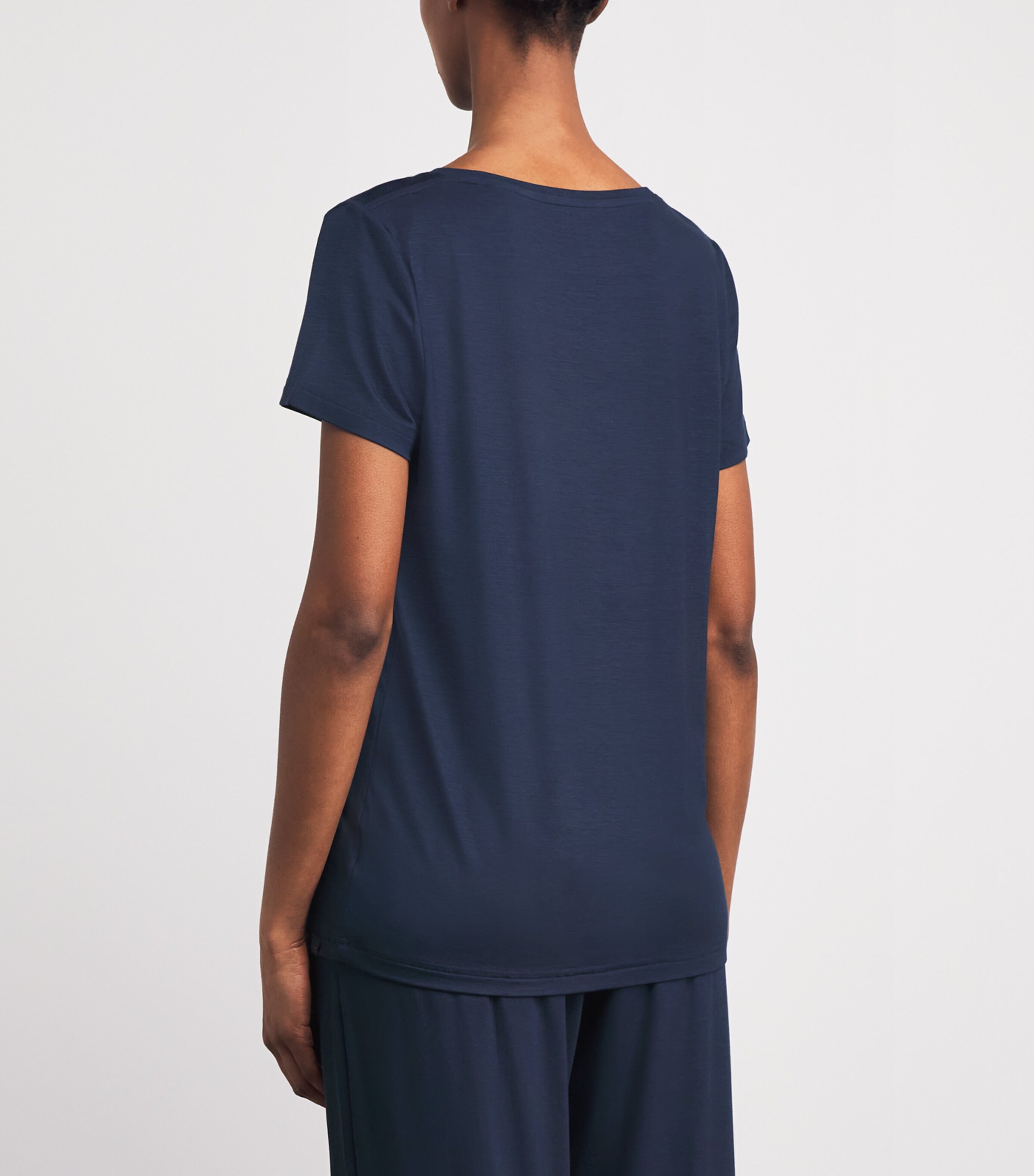 Derek Rose Womens Micro Modal Lara Pyjama Top Navy Image 5