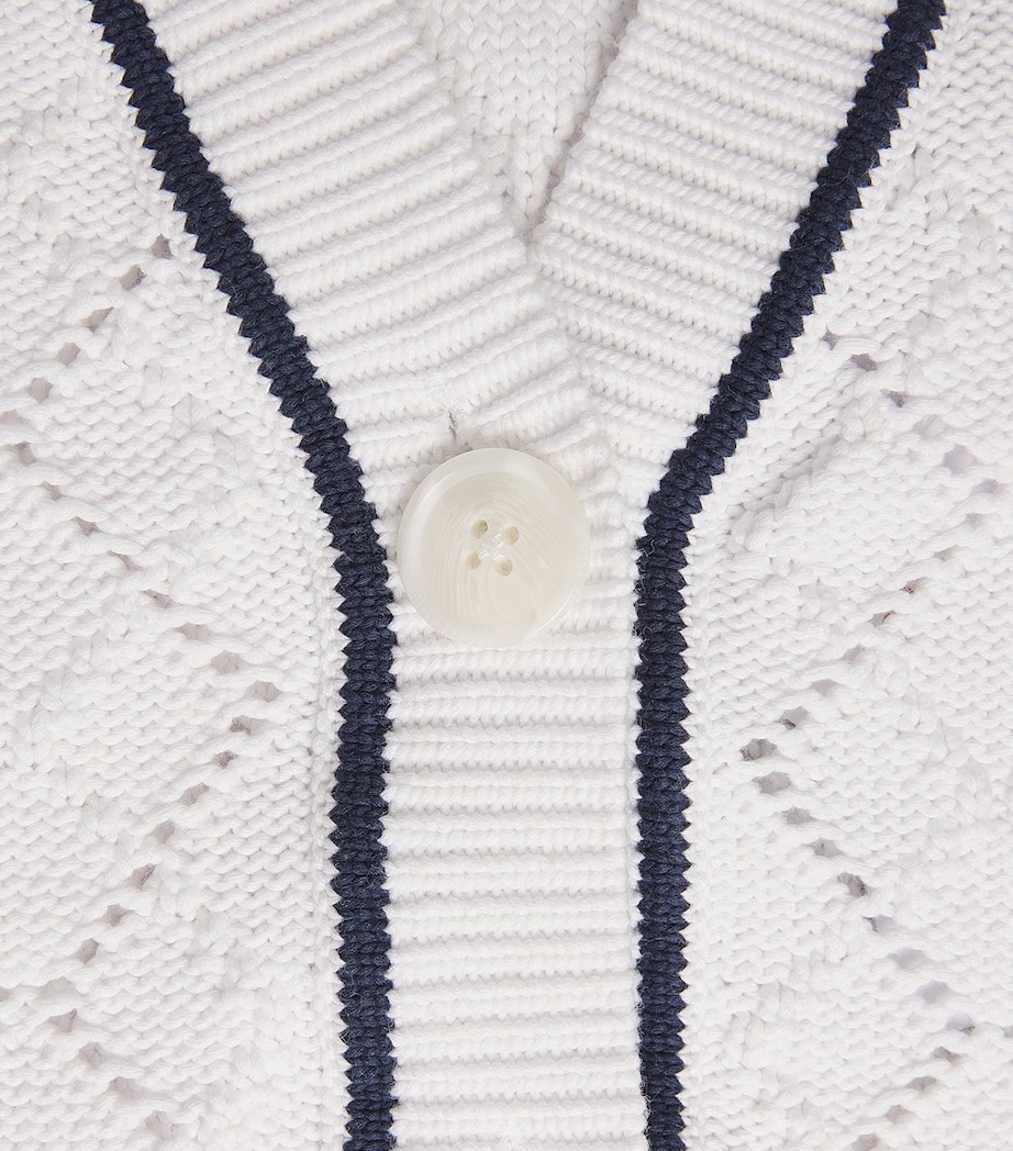 Varley Womens Pointelle-Knit Sleeveless Cardigan White Image 6