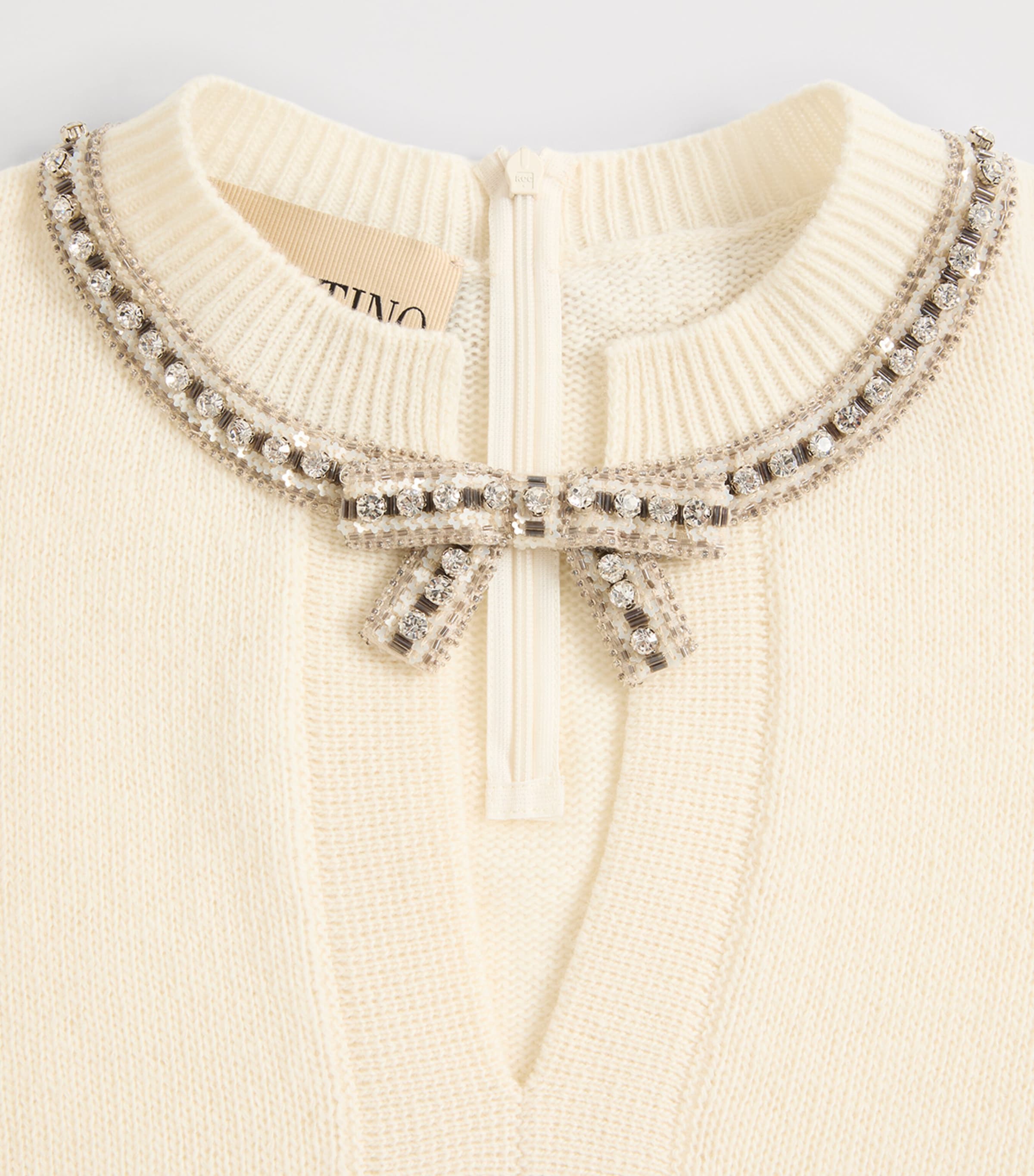 Virgin Wool Bow-Detail Sweater A03 Image 8