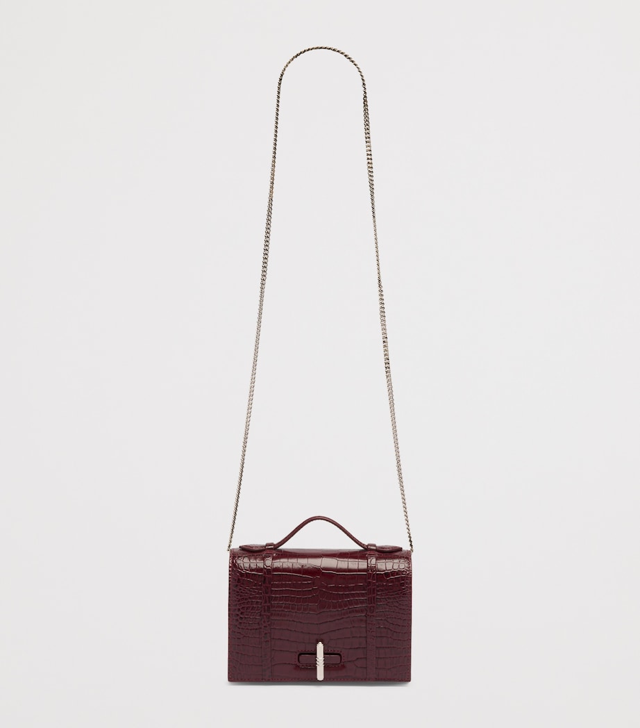 Croc-Embossed Leather May Small Top-Handle Bag ROSEWOOD Image 5