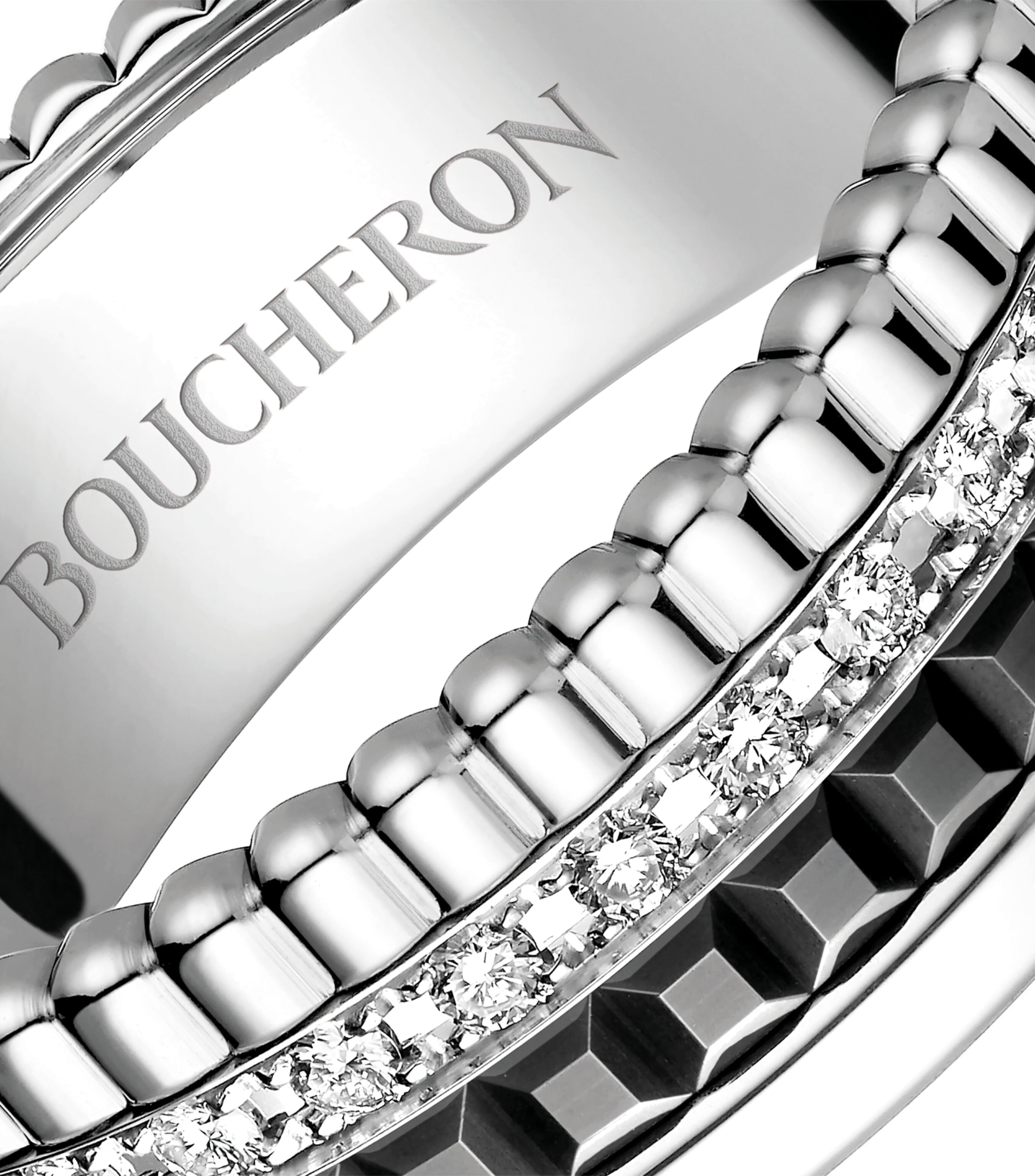 Small White Gold and Diamond Quatre Black Ring NO COLOUR Image 3