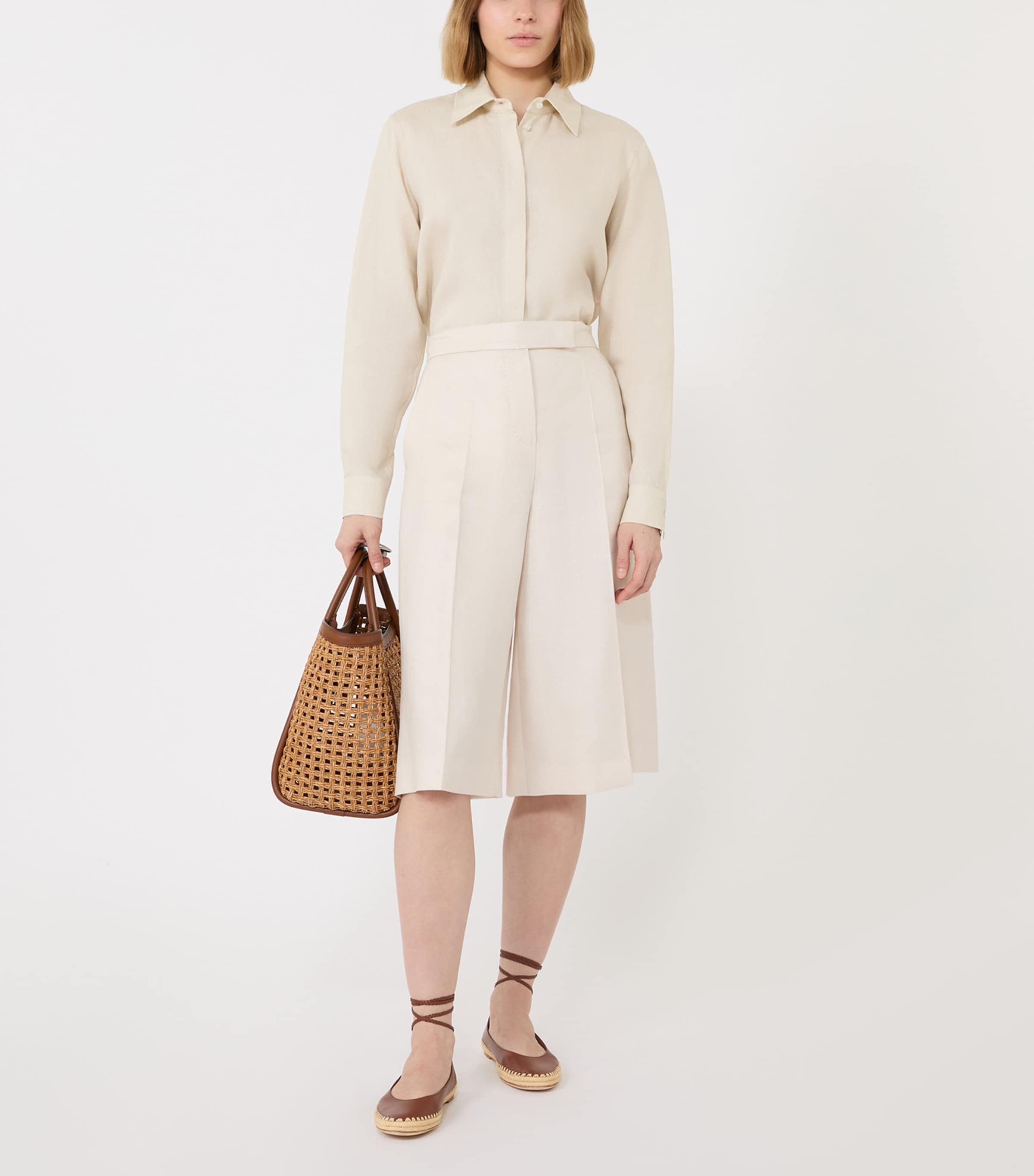 Max Mara Womens Linen Shirt Beige Image 4