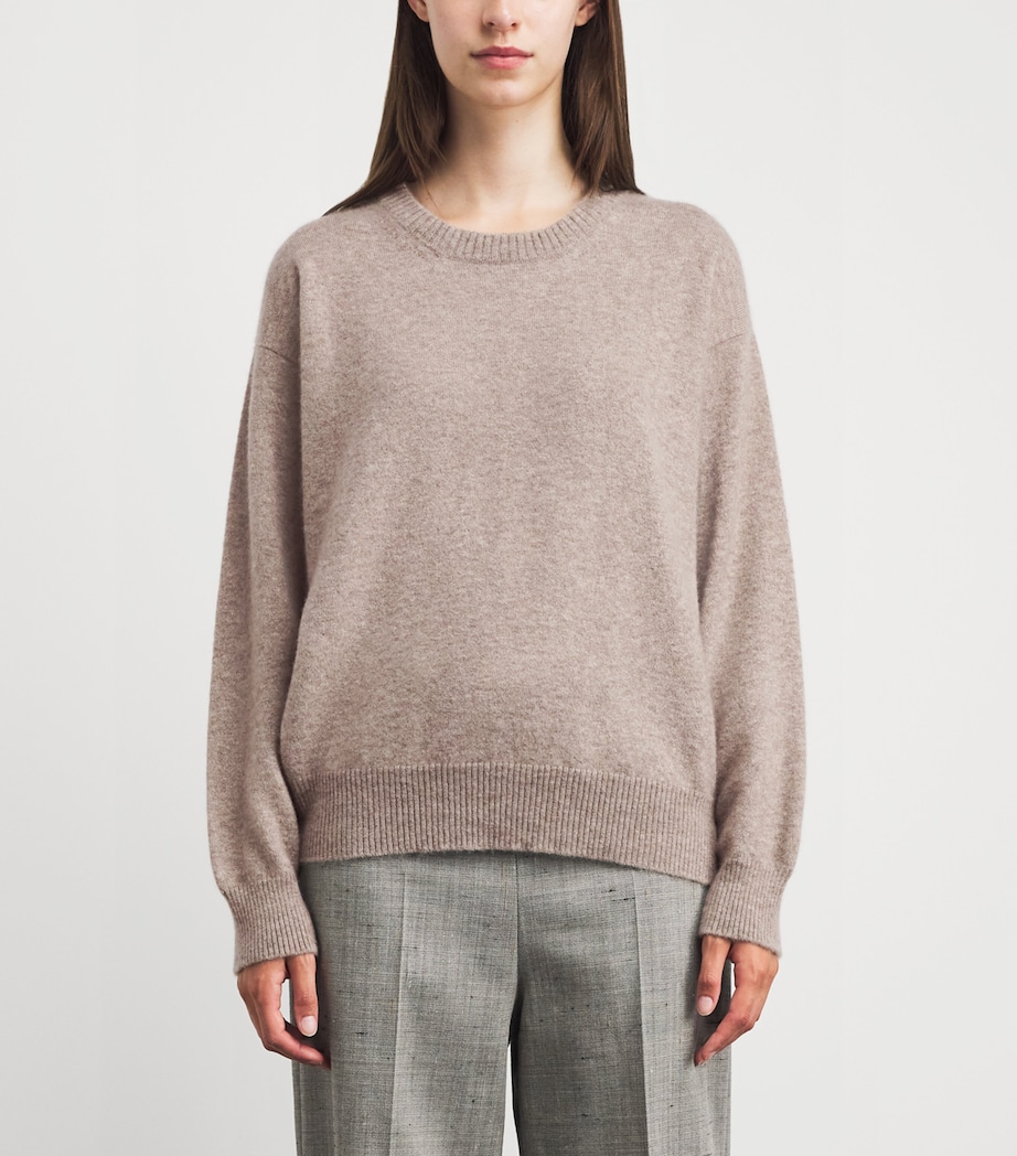 Johnstons Of Elgin Womens Cashmere-Silk Boyce Sweater Cloud Stone Image 4