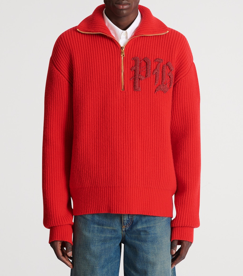 Virgin Wool Half-Zip Sweatshirt 3AC ROUGE Image 5