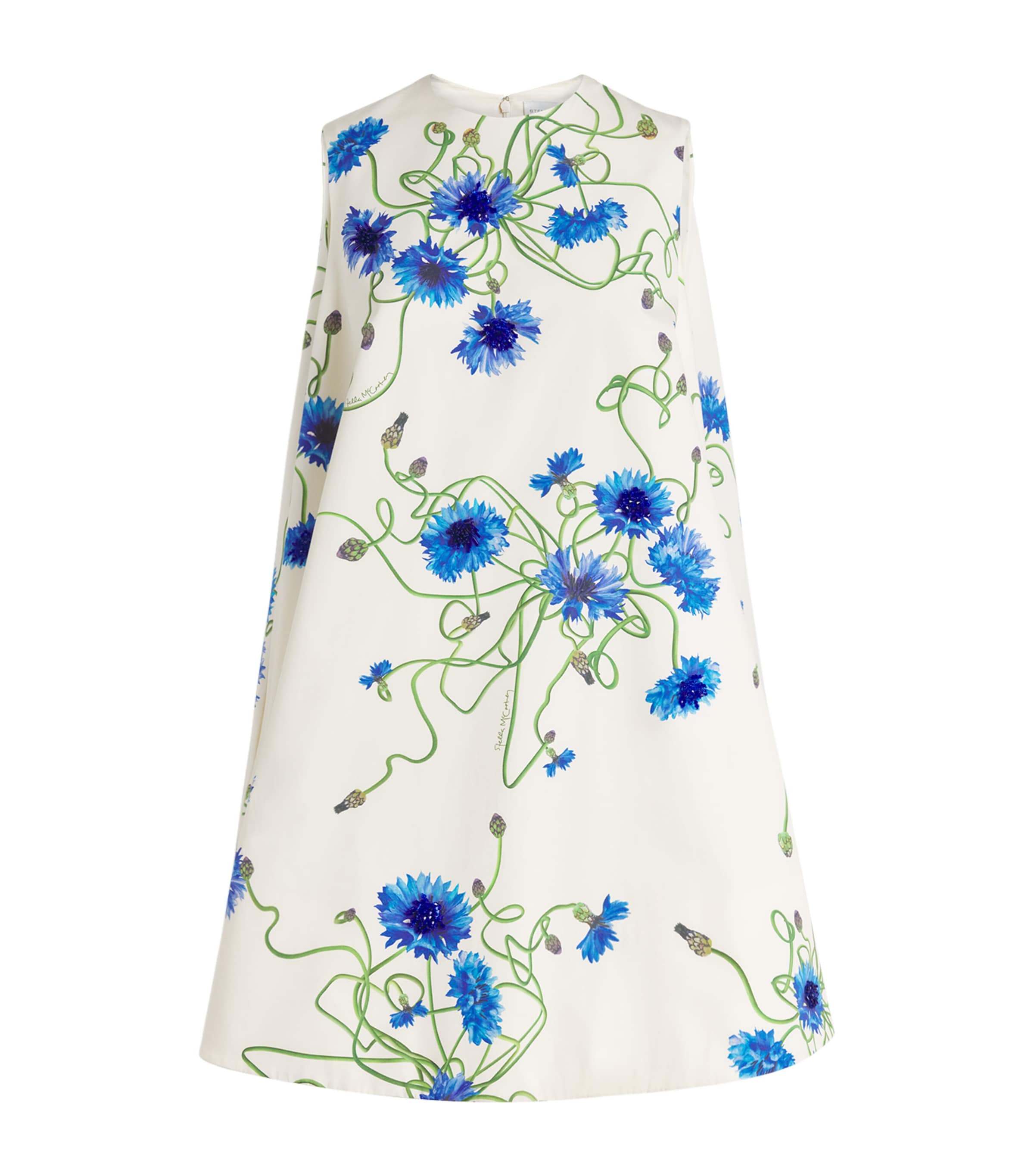 Stella McCartney Cotton Floral A-Line Mini Dress Cornflower