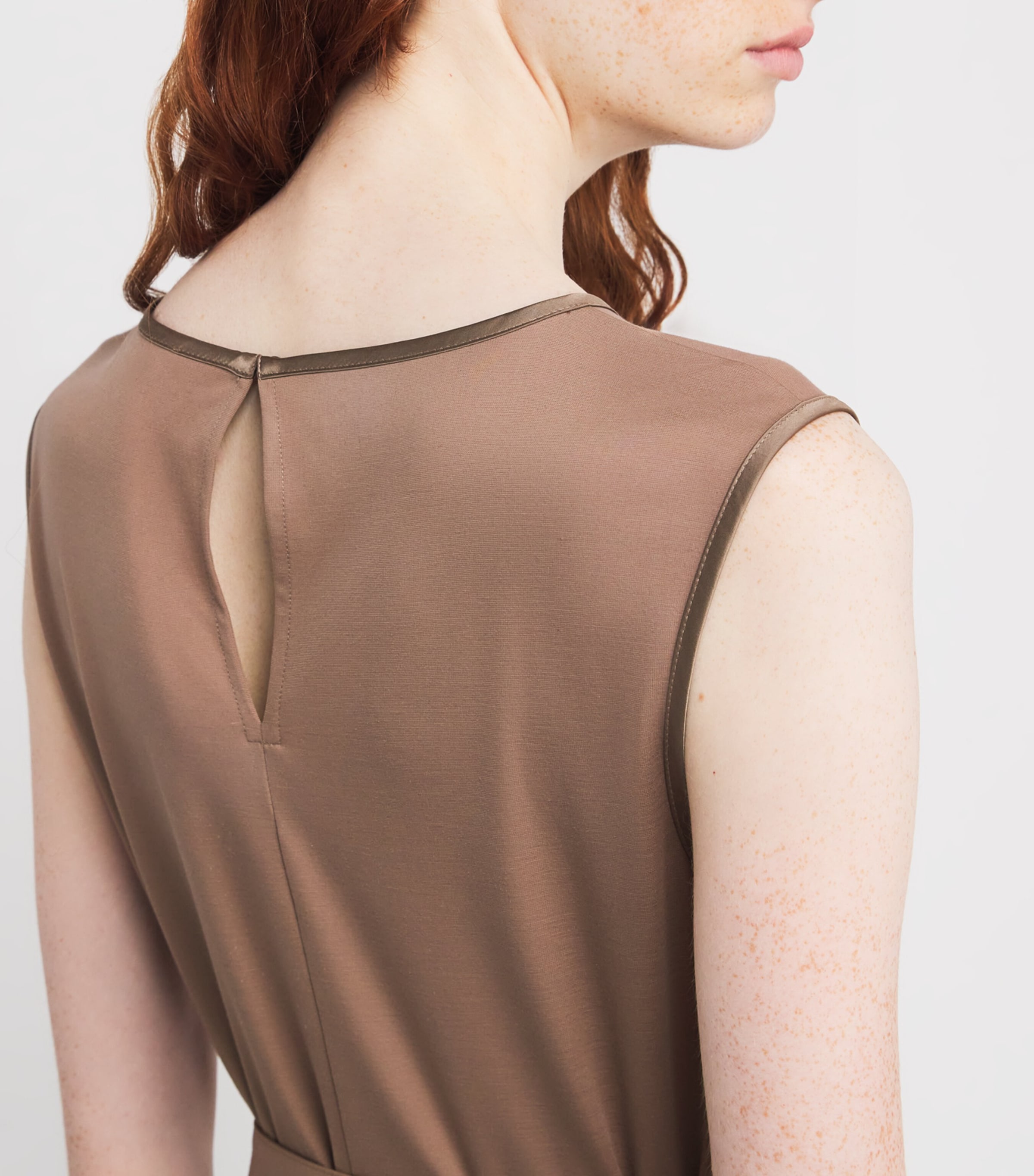Jersey Pleated Midi Dress BROWN Image 4