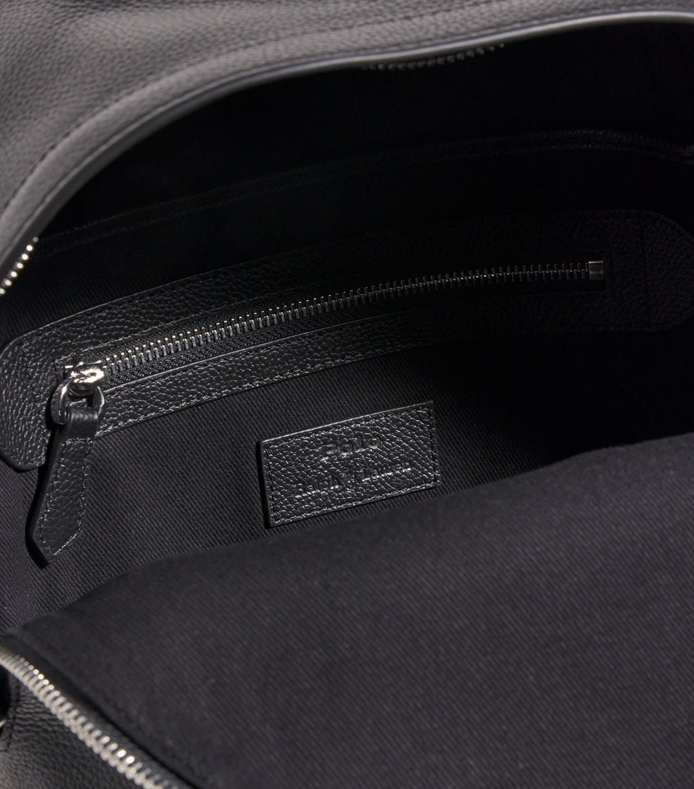 Pebbled Leather Backpack BLACK Image 4