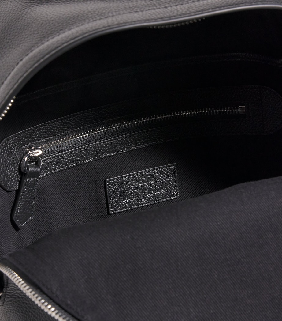 Pebbled Leather Backpack BLACK Image 4