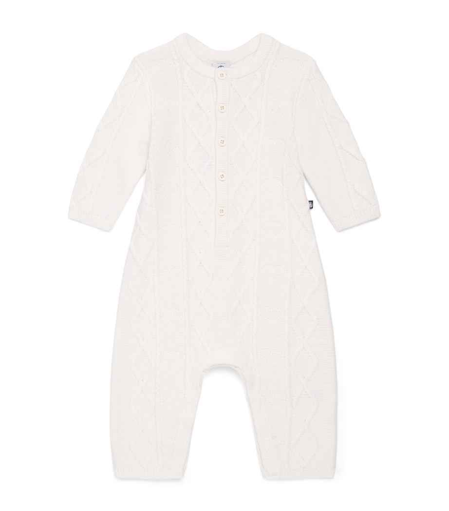 Petit Bateau Cable-Knit Playsuit (0-24 Months) Marshmallow Image 1