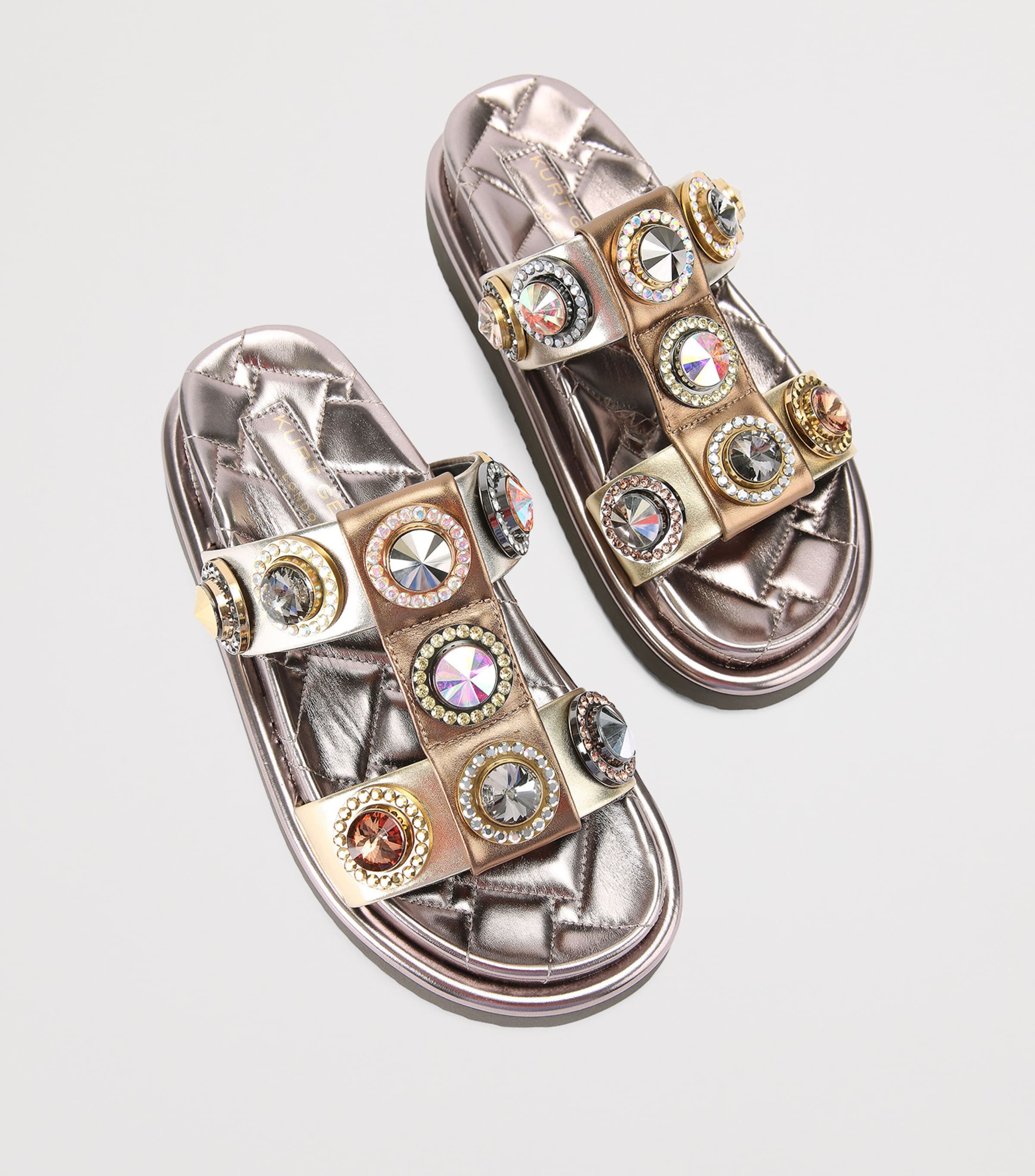 Kurt Geiger London Leather Orson Crystal Sandals Gold Comb Image 4
