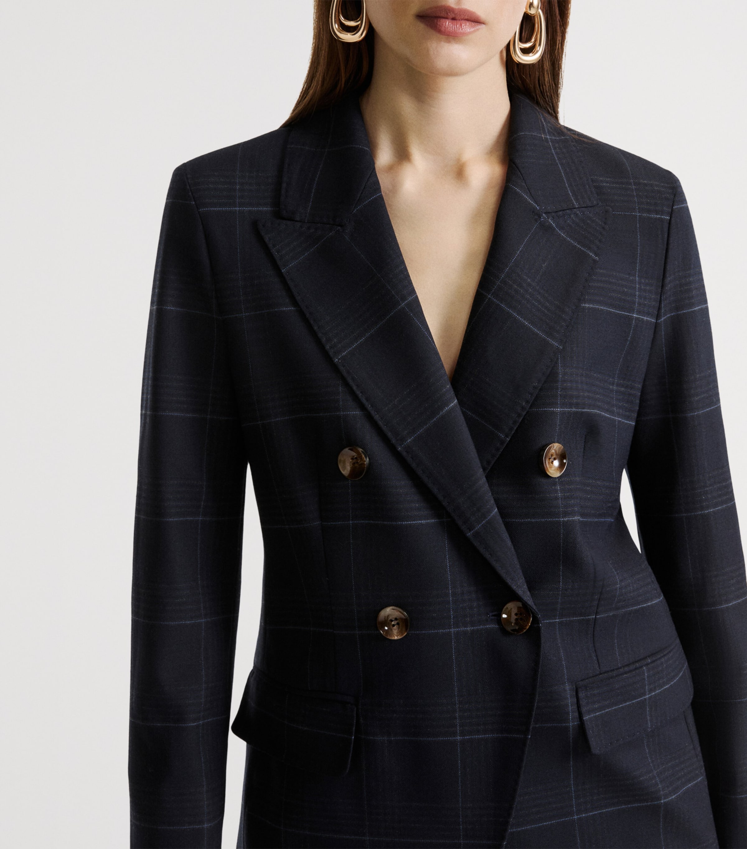 Marella Womens Check Blazer Navy Image 5