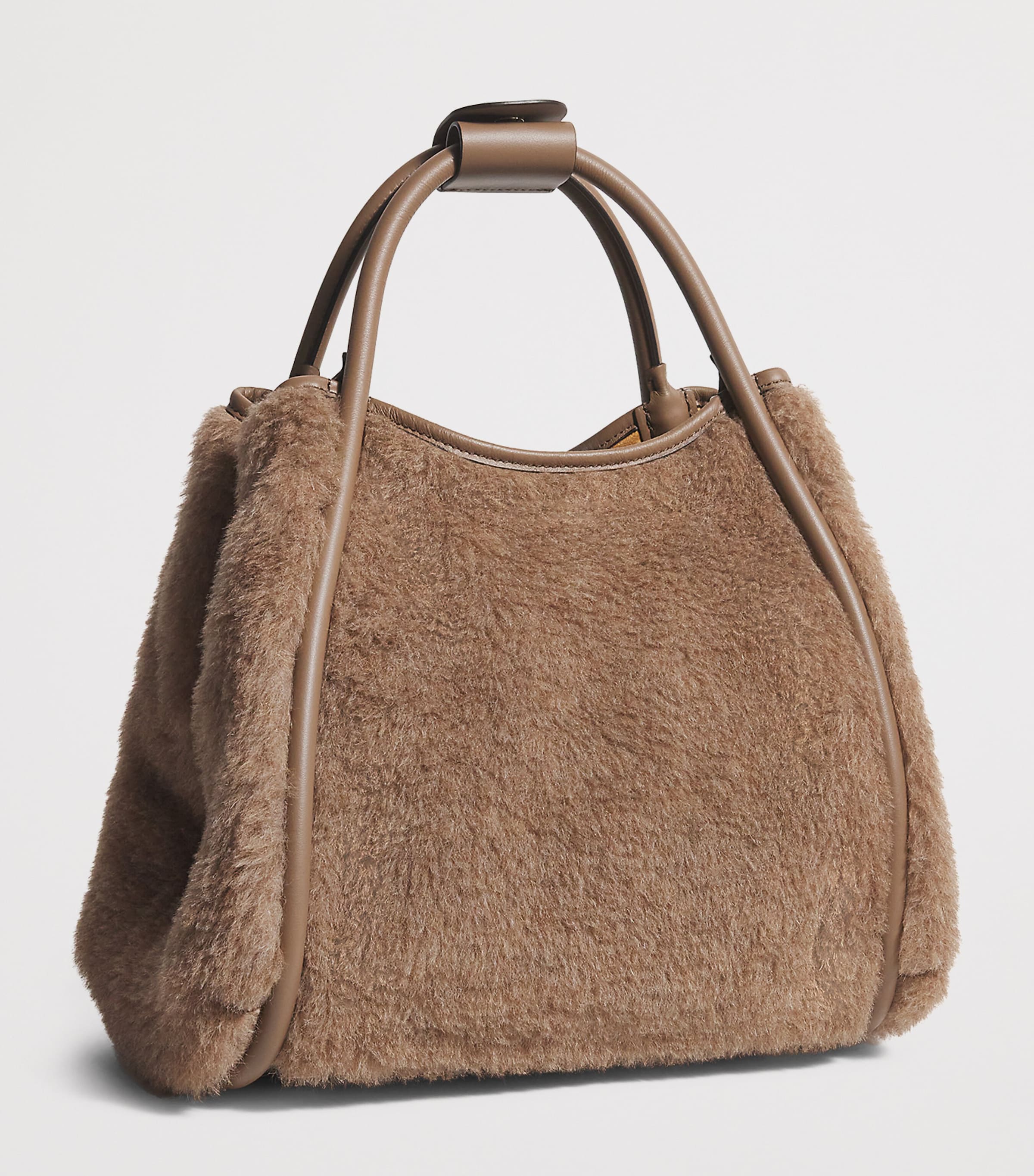 Small Camel Fur Marine Top-Handle Bag BRONZE Image 3