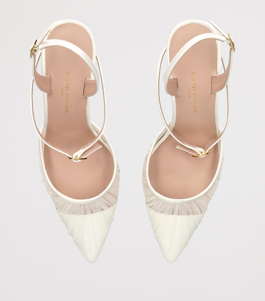 Jennifer Chamandi Tulle Vittorio Slingback Pumps 85 White Image 4
