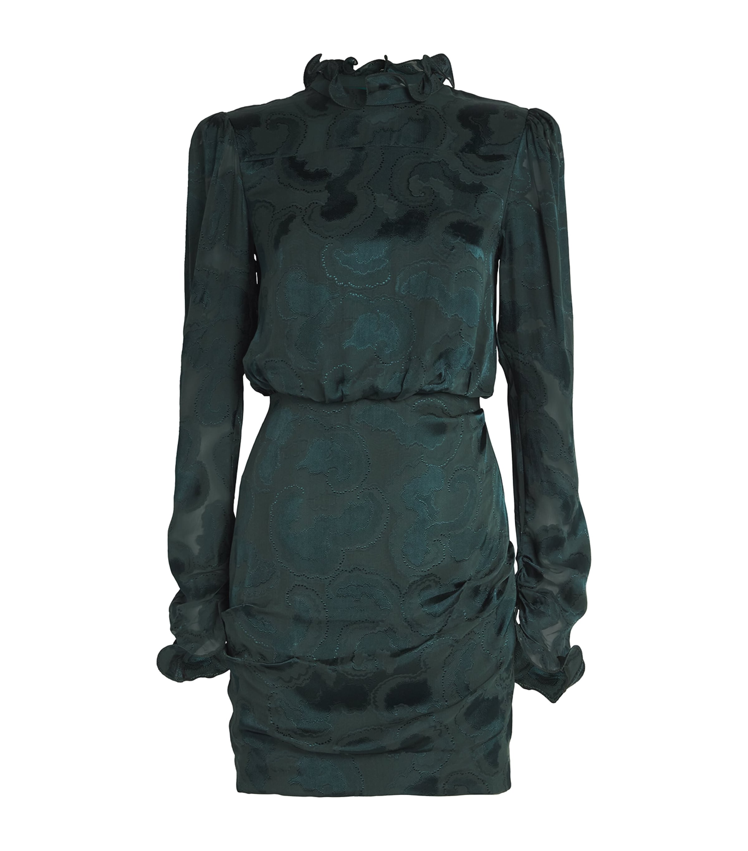 green emerald velvet dress Saloni | Camille Velvet Embellished Bows Dress in Green