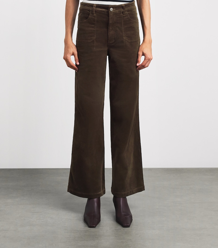 PAIGE Womens Corduroy Anessa Wide-Leg Trousers Fern Image 4