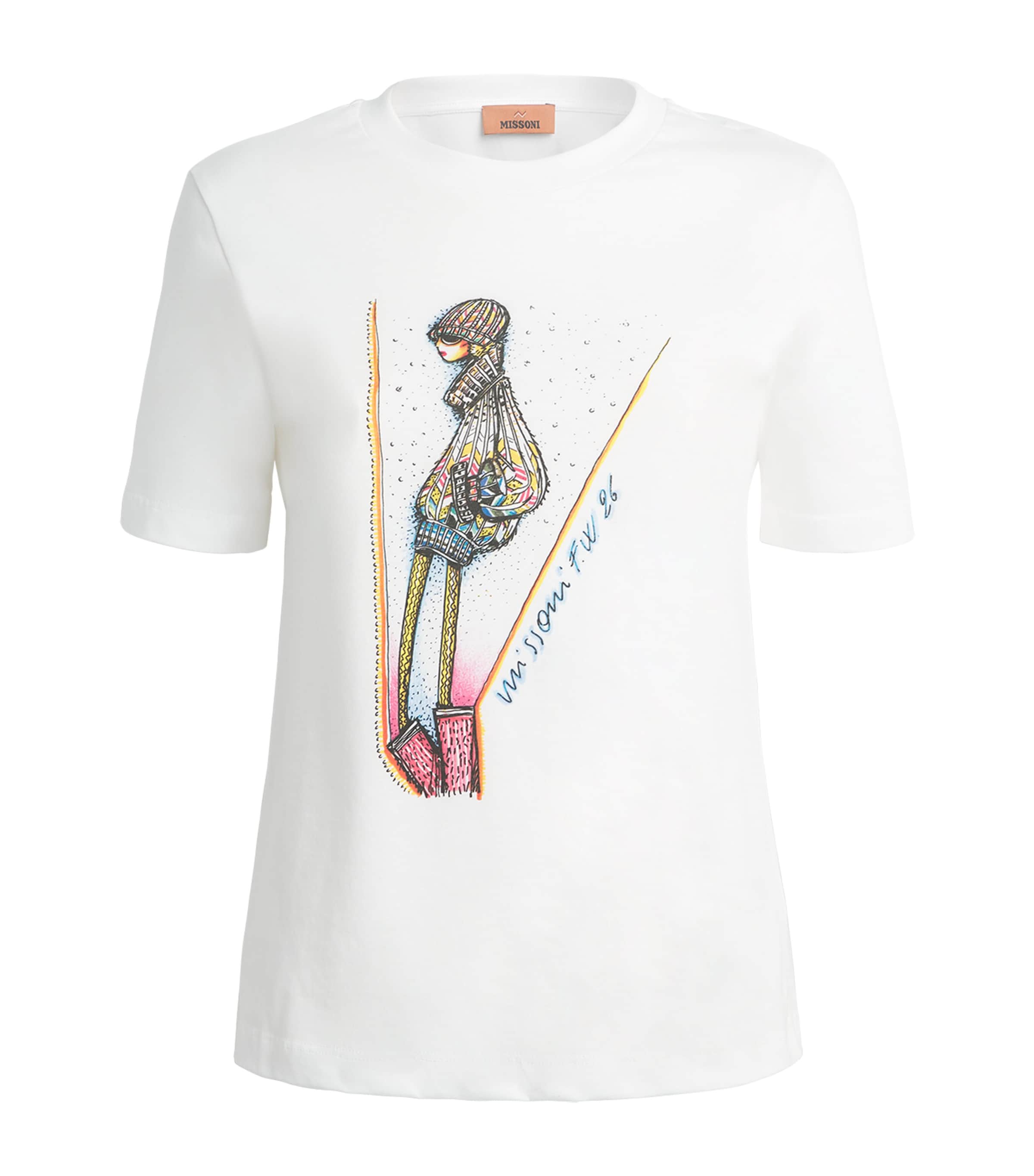 Missoni Womens Cotton Printed T-Shirt Prnt On Wt Bse Image 1