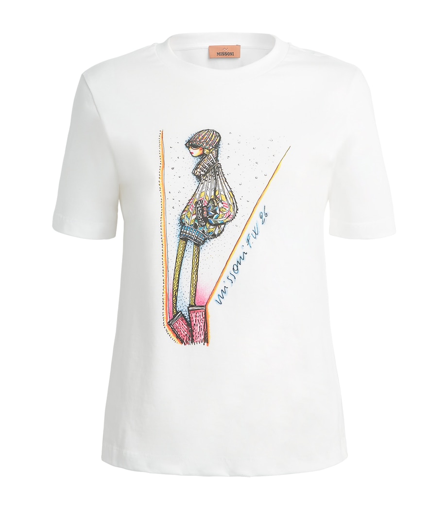 Missoni Womens Cotton Printed T-Shirt Prnt On Wt Bse Image 1