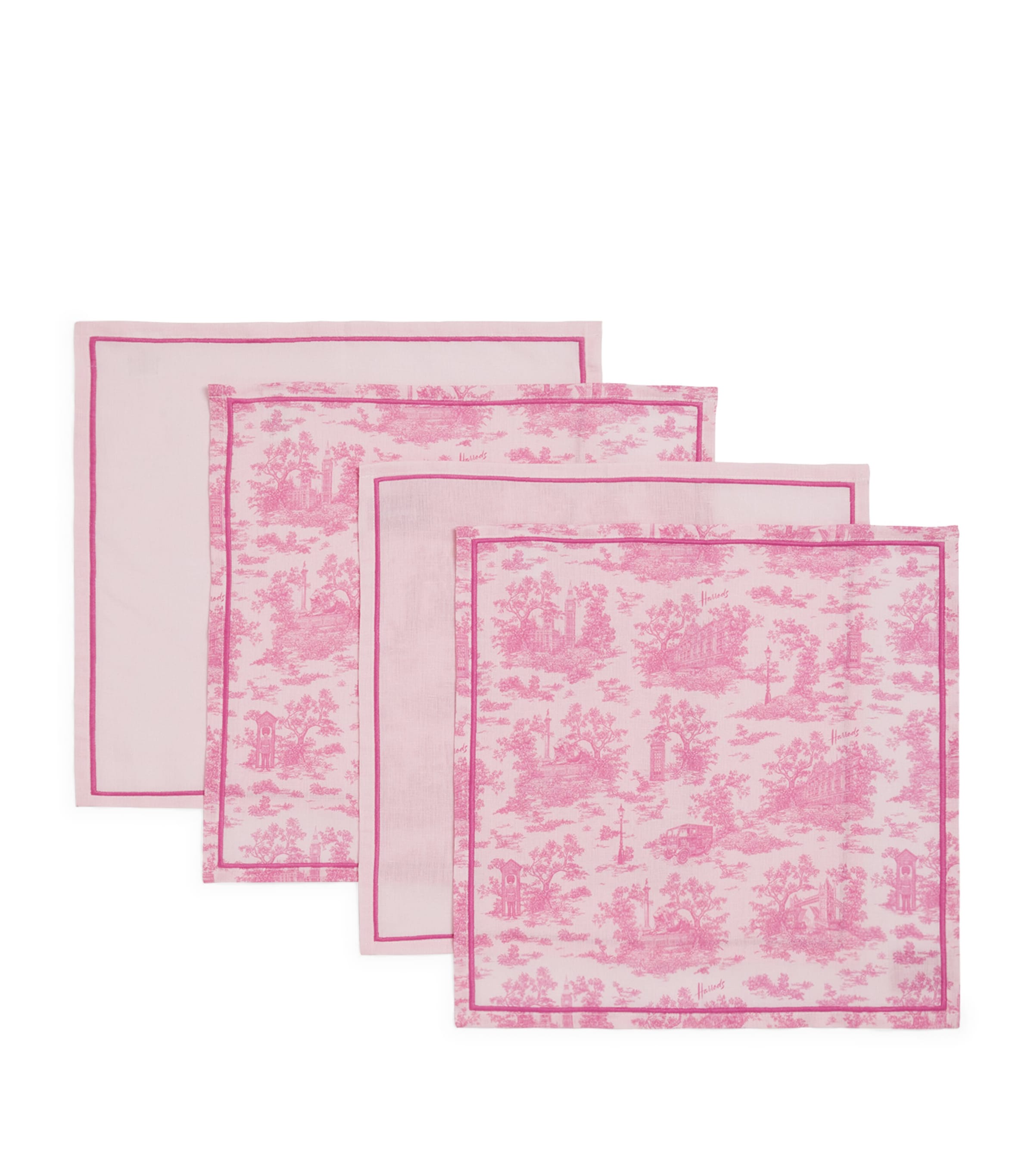 Harrods Set Of 4 Toile Table Napkins In Pink