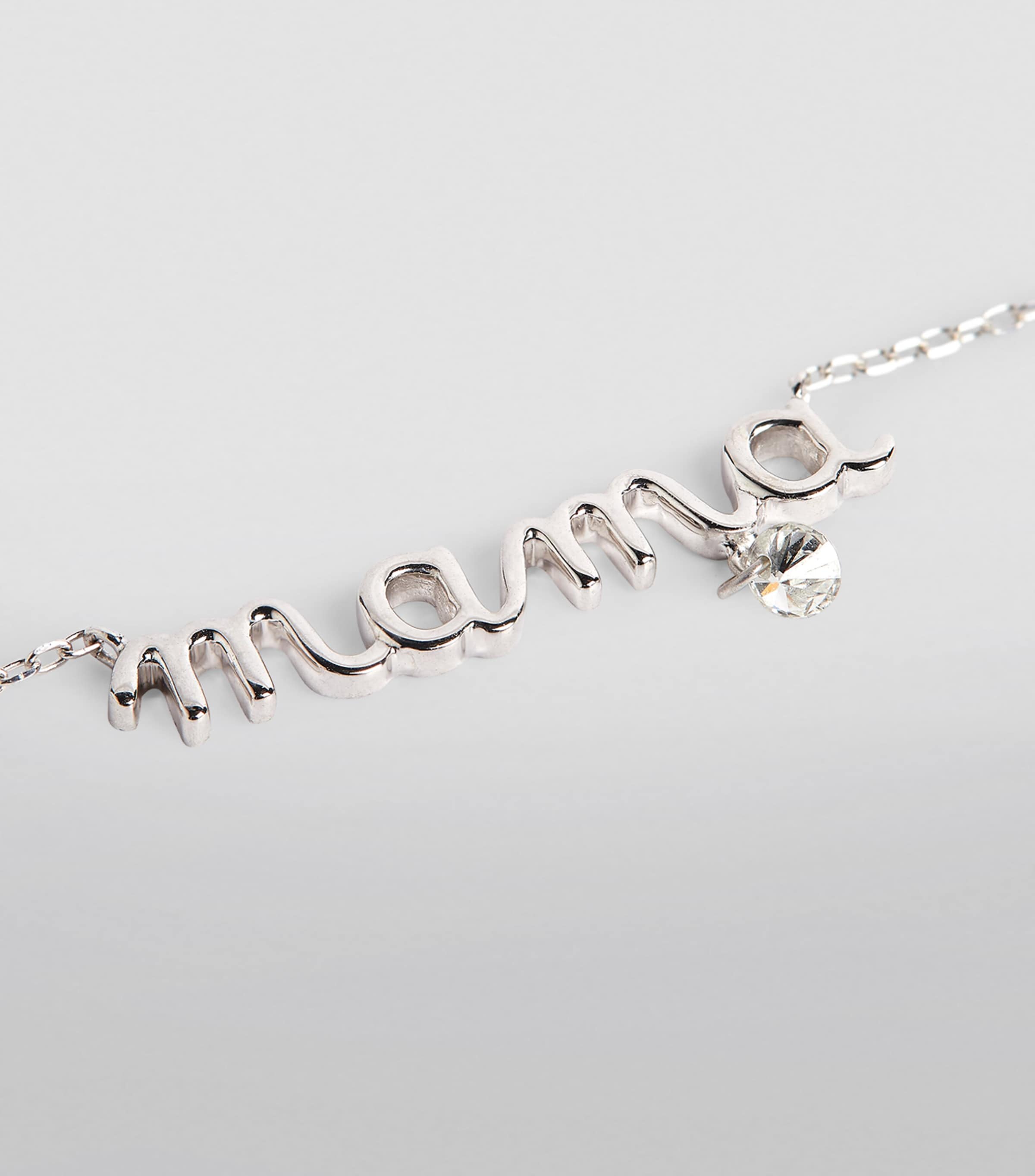 White Gold and Diamond Mama Necklace WHITE GOLD Image 3