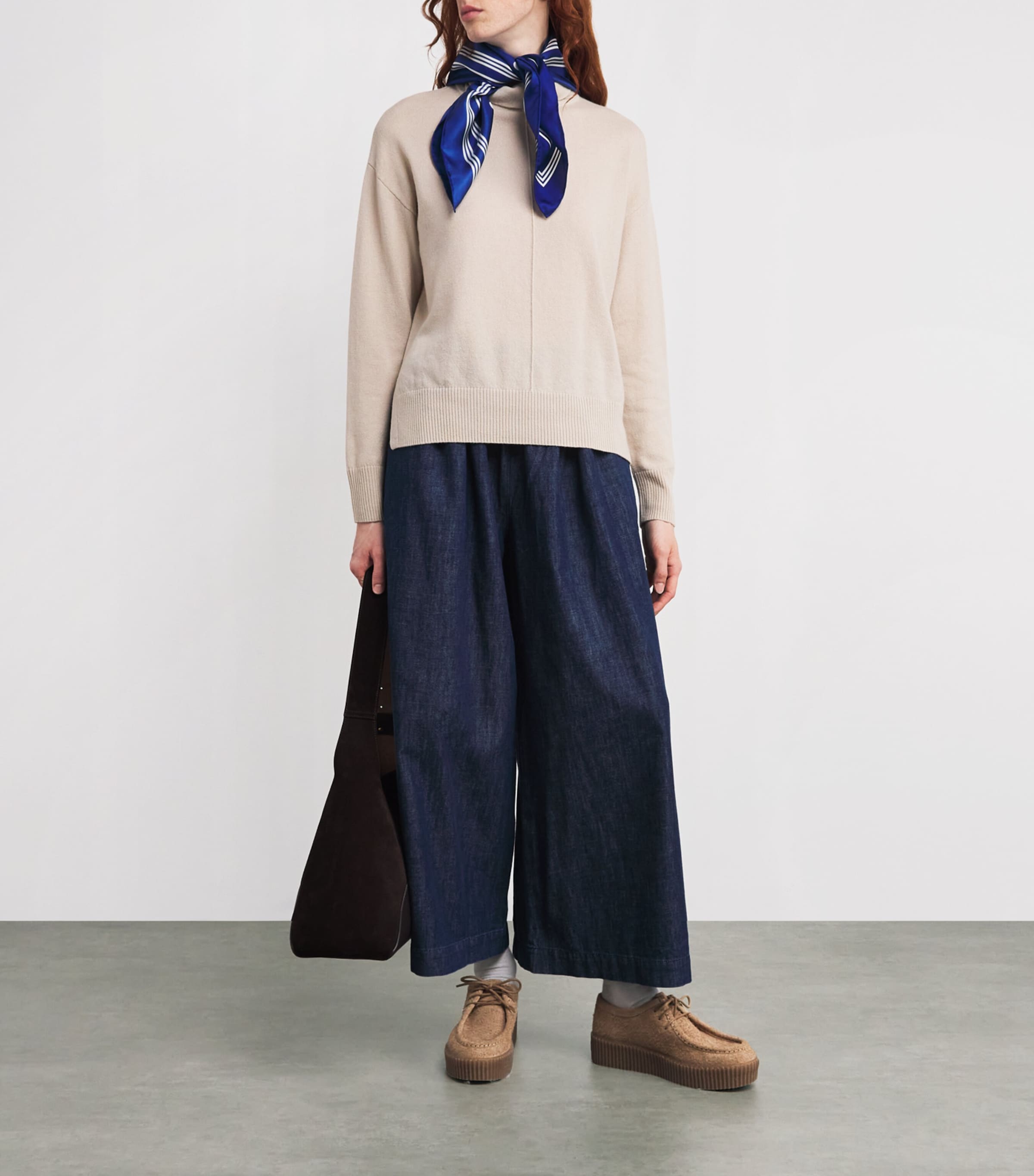 Silk Polka Dot Square Scarf CHINA BLUE Image 4