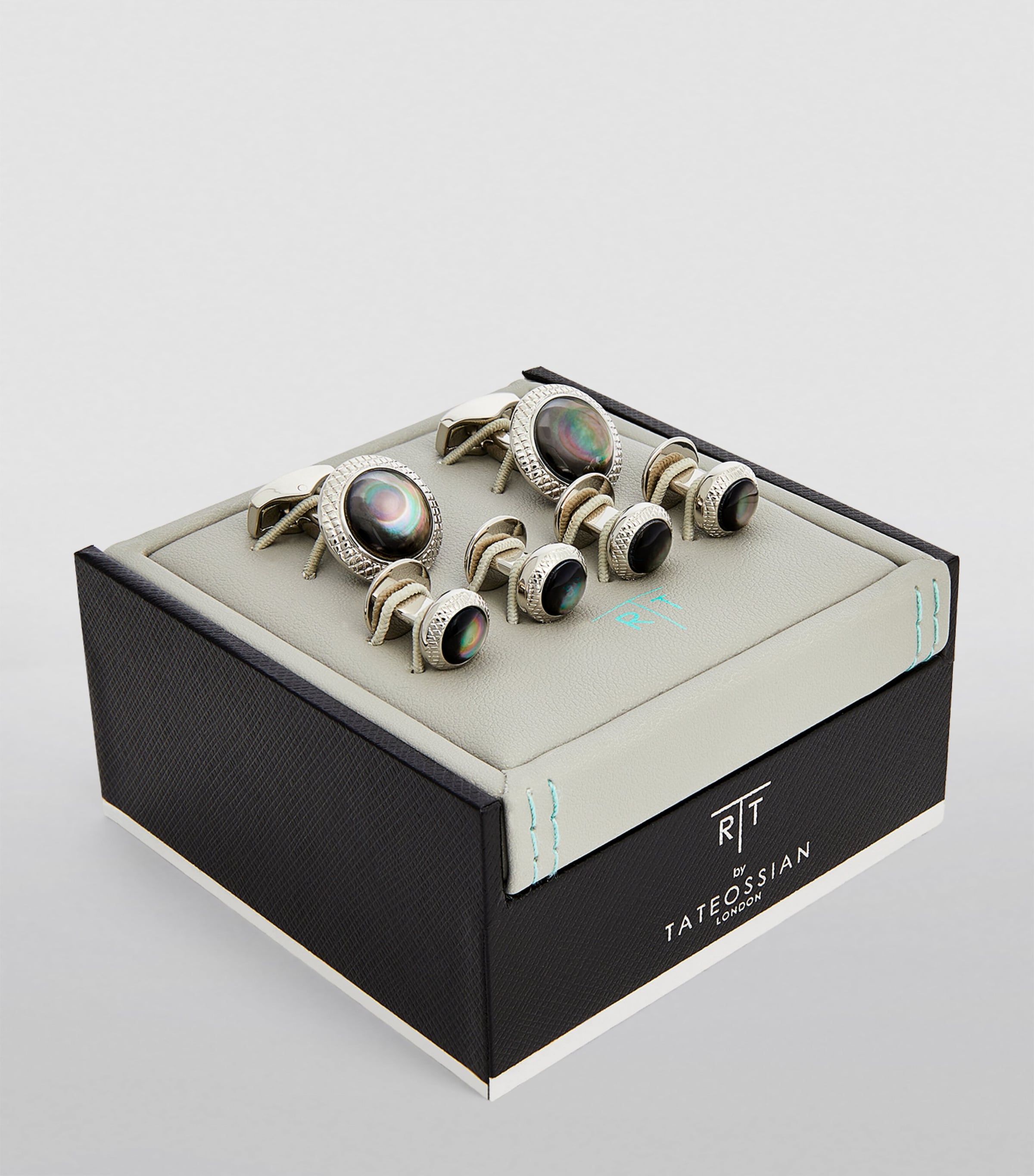 Palladium-Plated Bullseye Cufflinks and Studs Set SILVER Image 2