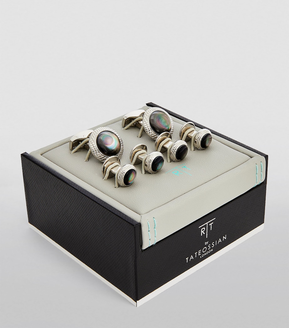 Palladium-Plated Bullseye Cufflinks and Studs Set SILVER Image 2