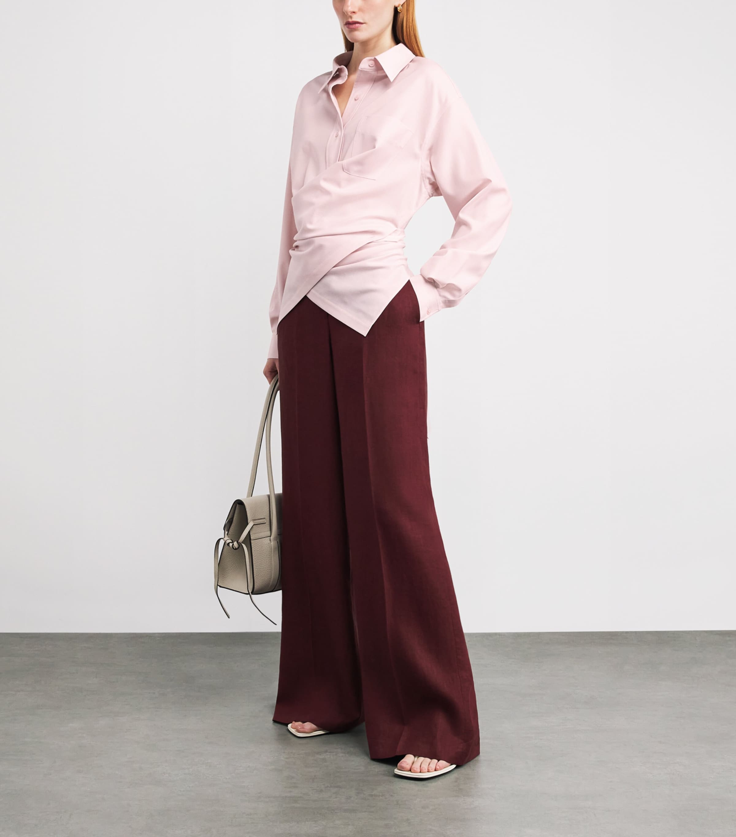Lafayette 148 Womens Wool-Blend Convertible Shirt Cherry Blossom Image 2
