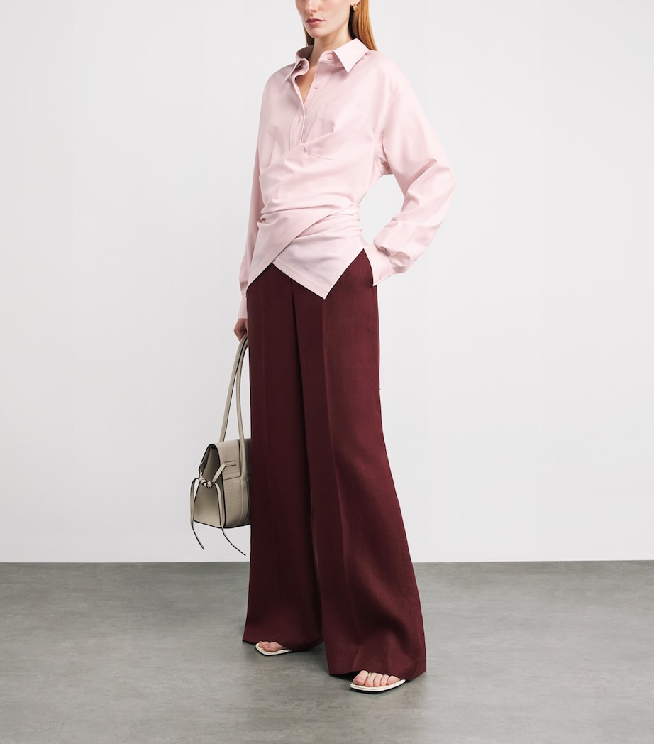 Lafayette 148 Womens Wool-Blend Convertible Shirt Cherry Blossom Image 2