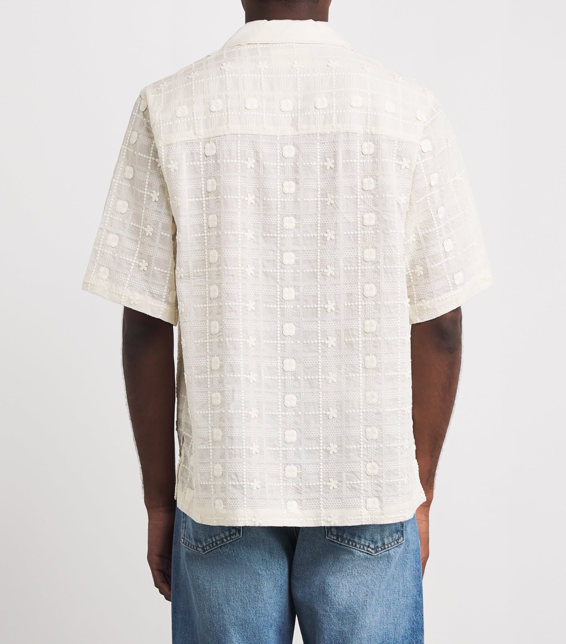NN07 Mens Embroidered Ben Shirt Ivory Image 4