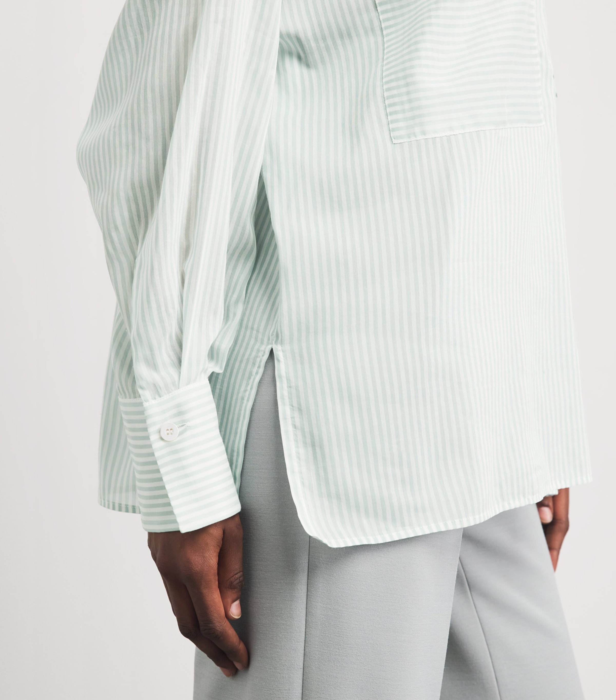 Eleventy Womens Cotton-Silk Stripe Shirt Giada Image 3