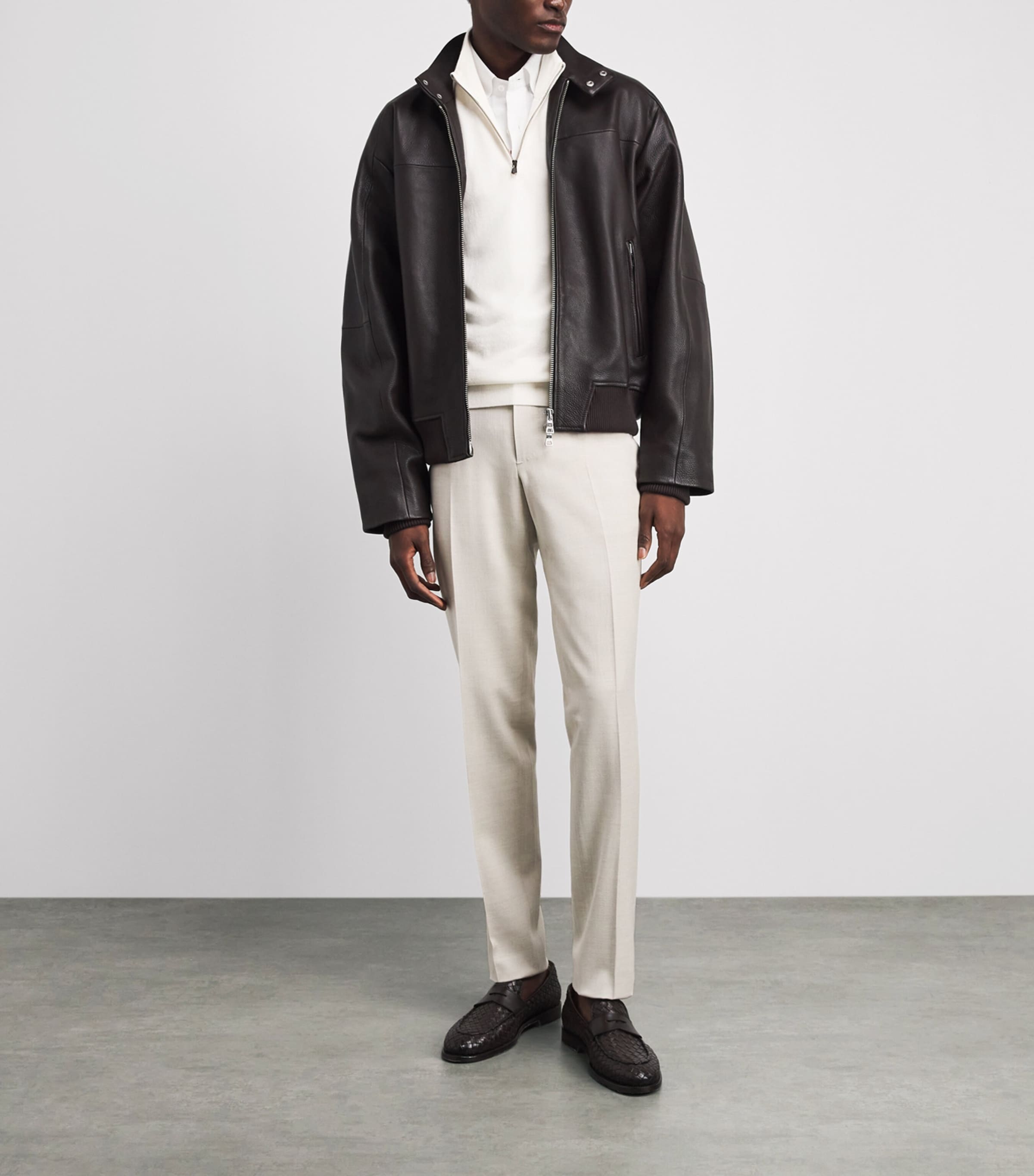 Isaia Mens Silk-Cashmere Quarter-Zip Sweater Image 2