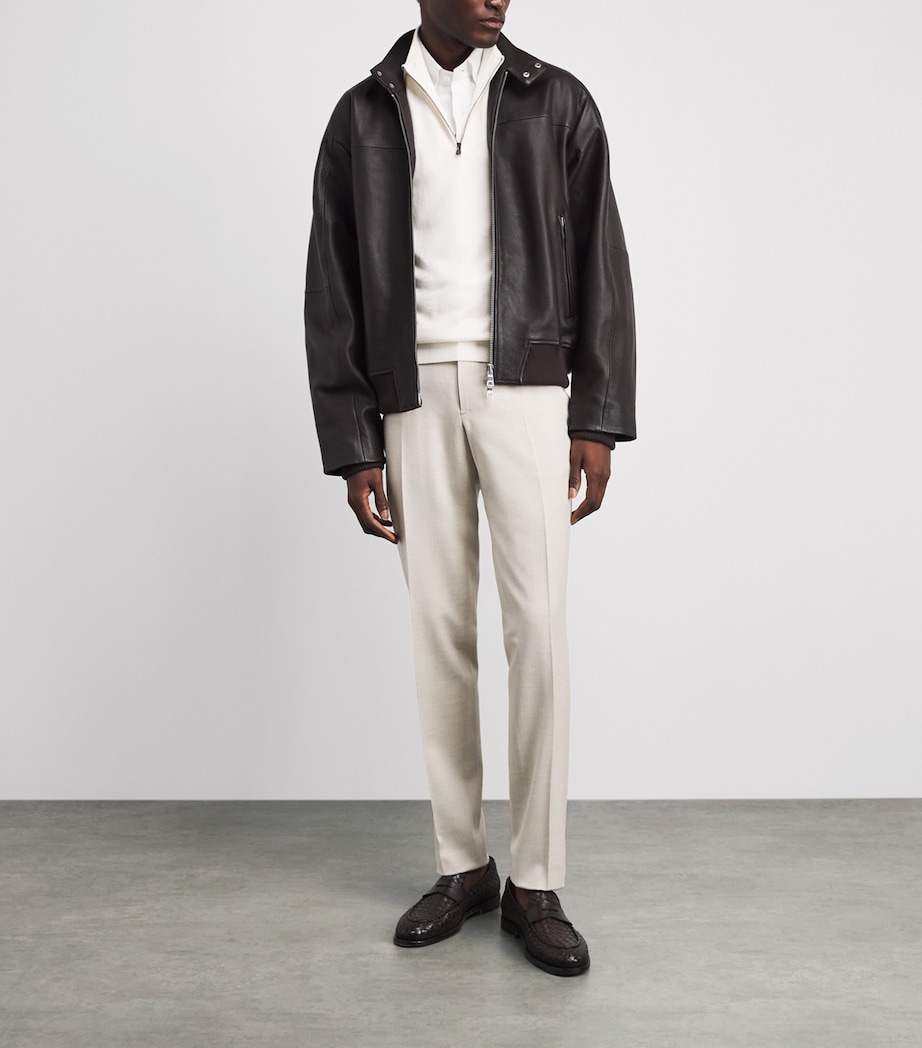 Isaia Mens Silk-Cashmere Quarter-Zip Sweater Image 2