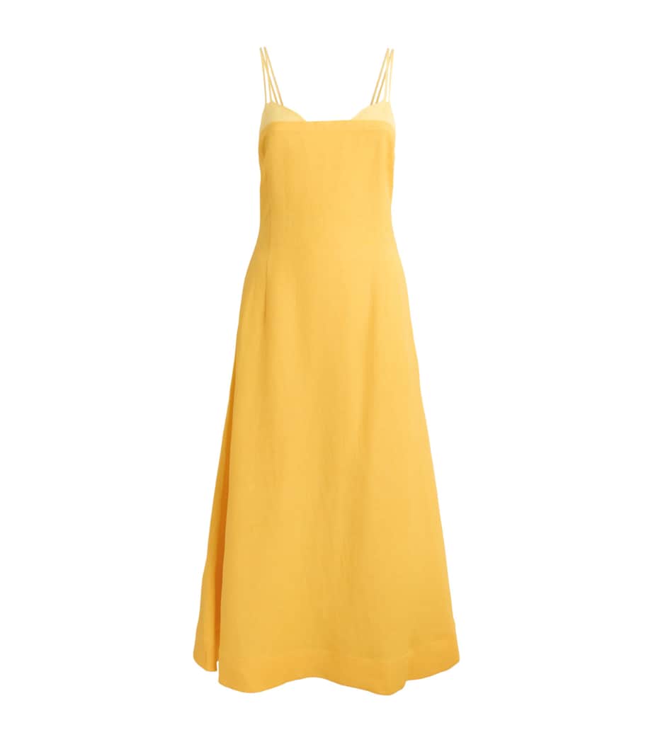 Simkhai Womens Linen-Blend Corabeth Midi Dress Mango Image 1