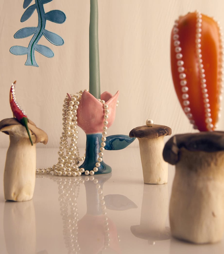 Catarina Flower Candleholder (14cm) PINK/REACTIVE GREEN Image 3