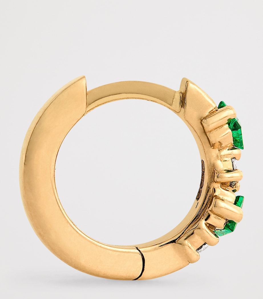 Suzanne Kalan Yellow Gold, Emerald and Diamond Princess Huggie Earrings Yg/emer Image 4