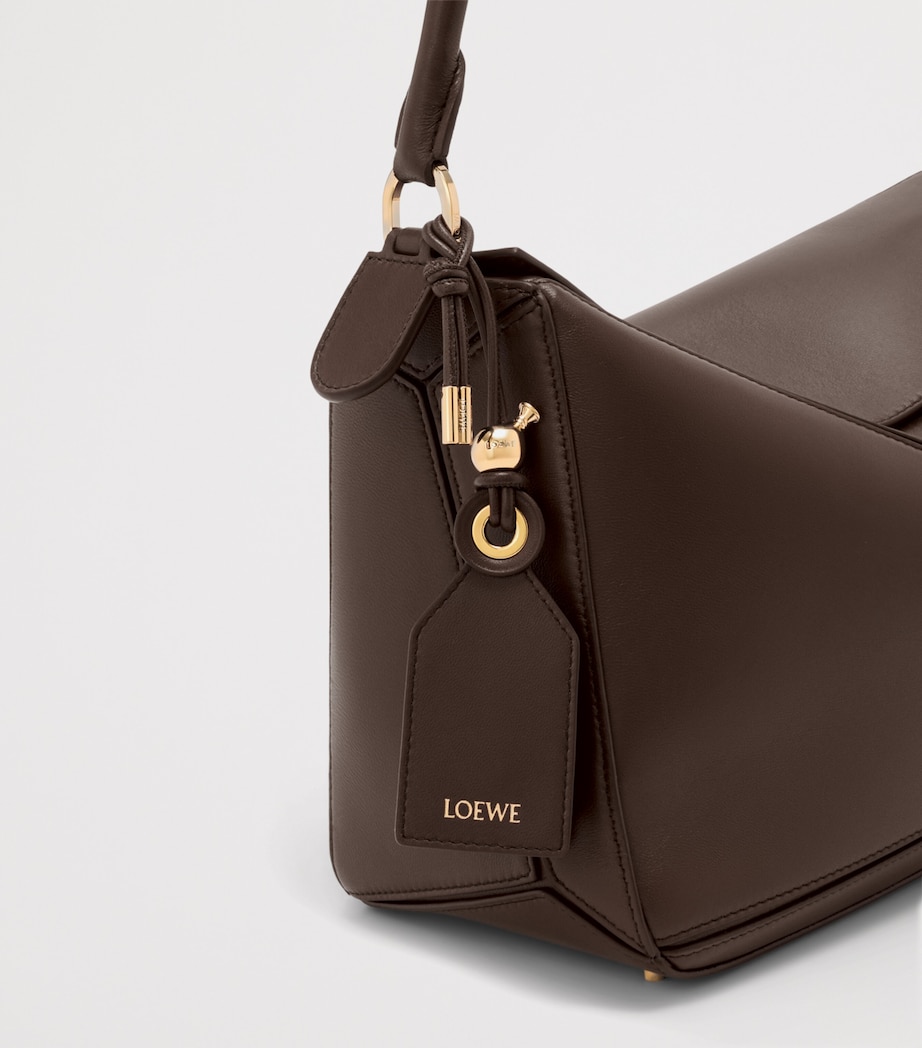 LOEWE Womens Medium Leather Puzzle Top-Handle Bag Dark Chestnut Image 8