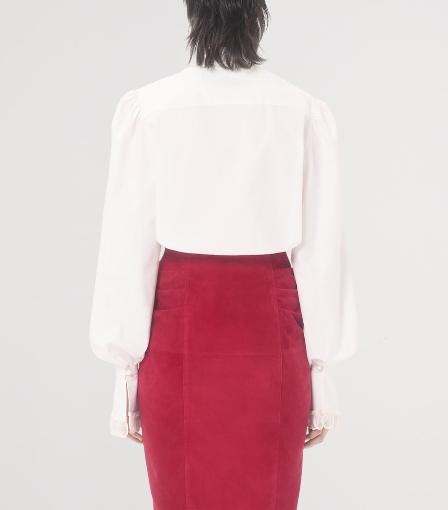 Valentino Womens Cotton Scalloped-Cuff Shirt Image 4
