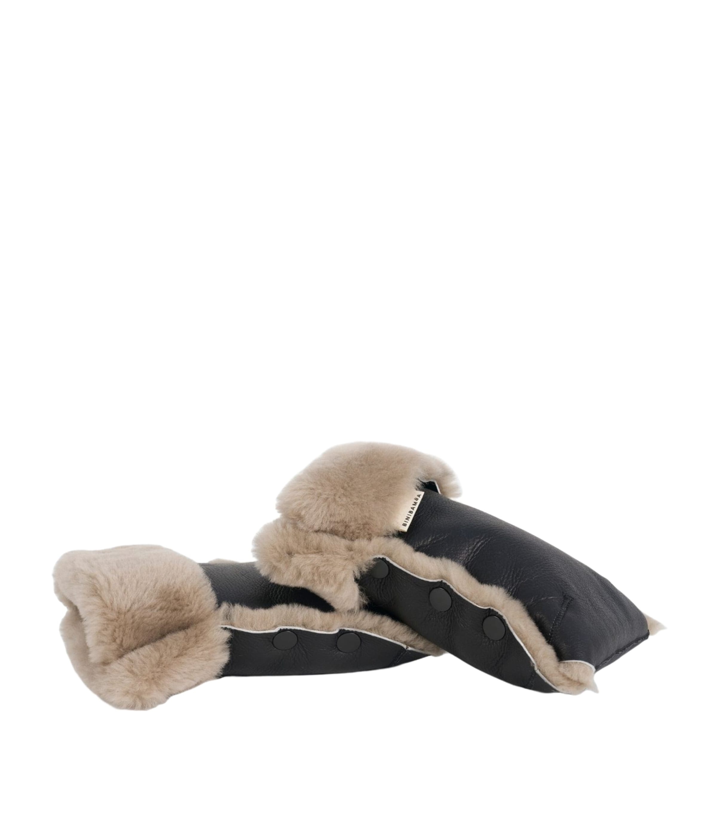 Binibamba Sheepskin Buggy Mittens Noir + Toast Image 2