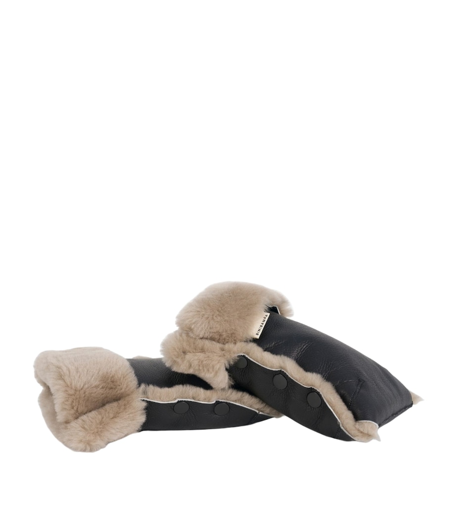 Binibamba Sheepskin Buggy Mittens Noir + Toast Image 2