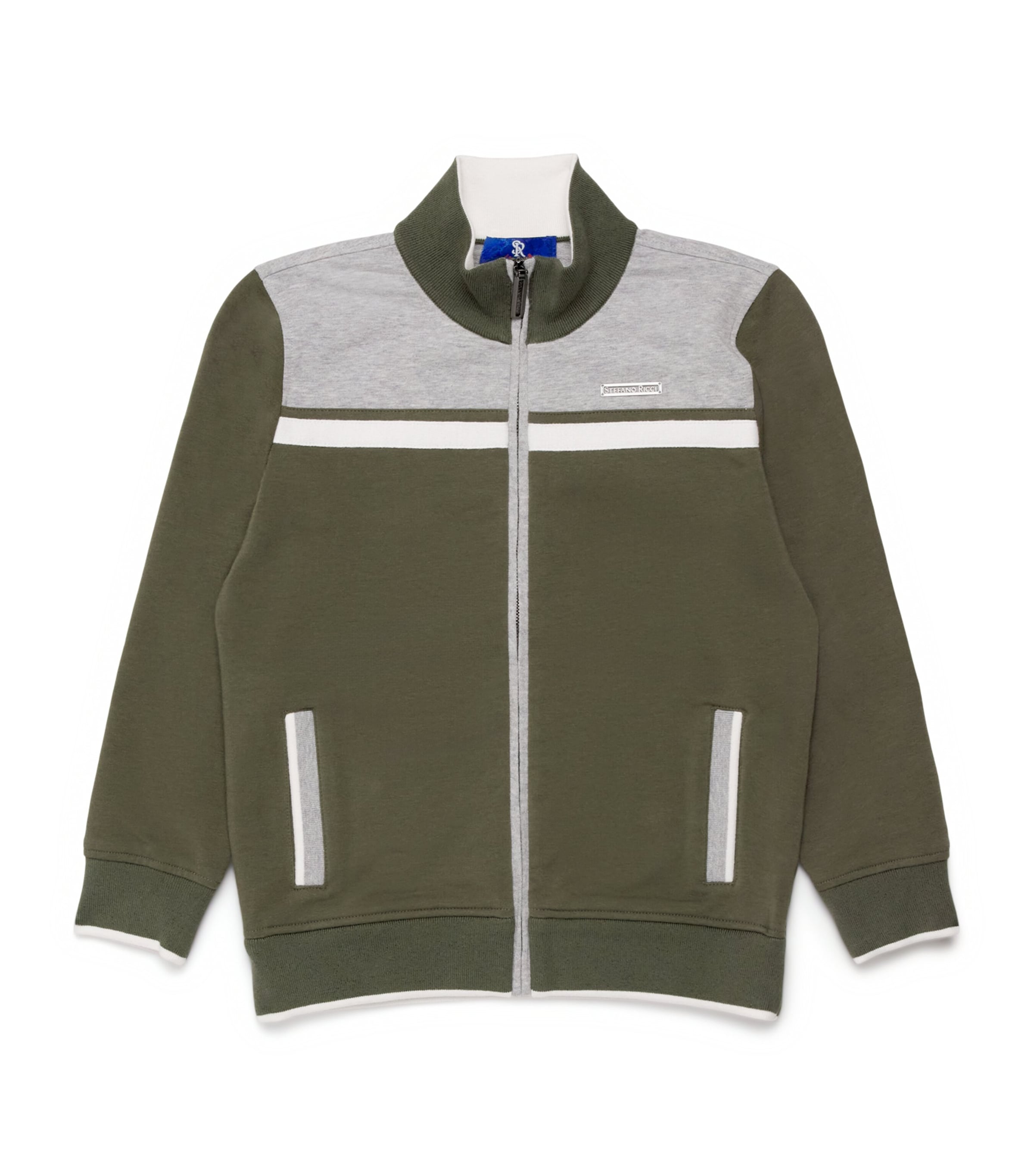 Stefano Ricci Kids' Stretch-cotton Zip-up Sweater In Gray