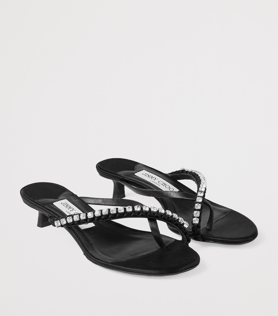 Dila 35 Leather Heeled Sandals BLACK/CRYSTAL Image 4
