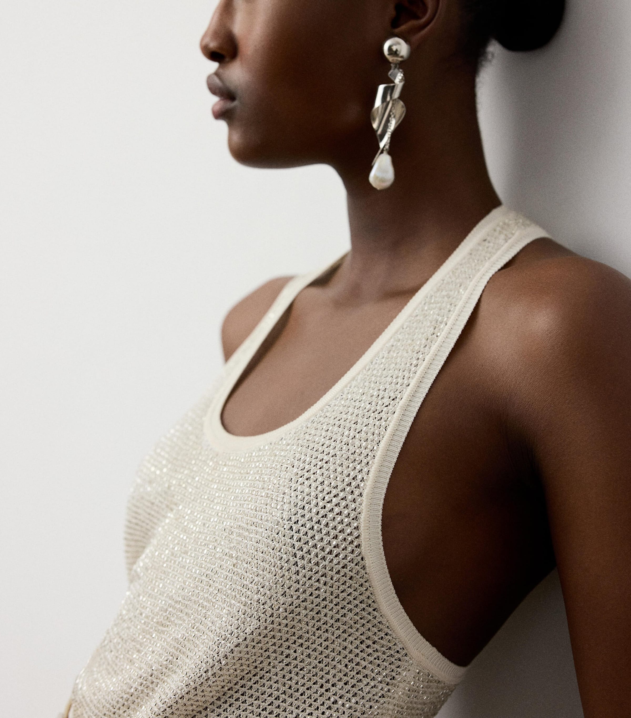 Ralph Lauren Collection Womens Mulberry Silk Embellished Tank Top Natural Image 5