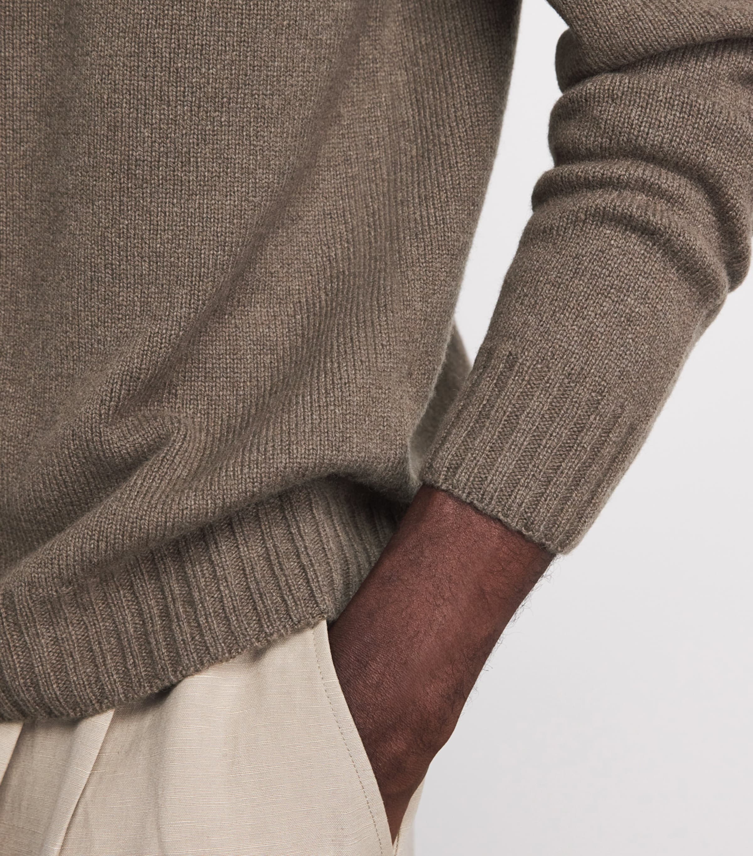 John Smedley Mens Recycled Cashmere-Wool Norfolk Sweater Toast Image 3