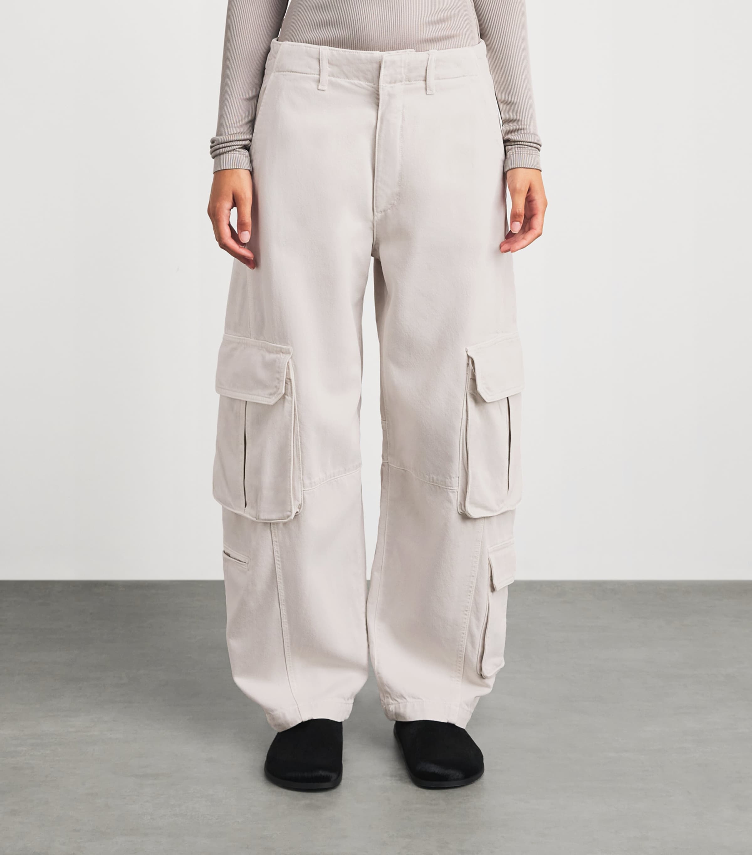 AGOLDE Womens Ambika Cargo Trousers Boen Bone Image 4
