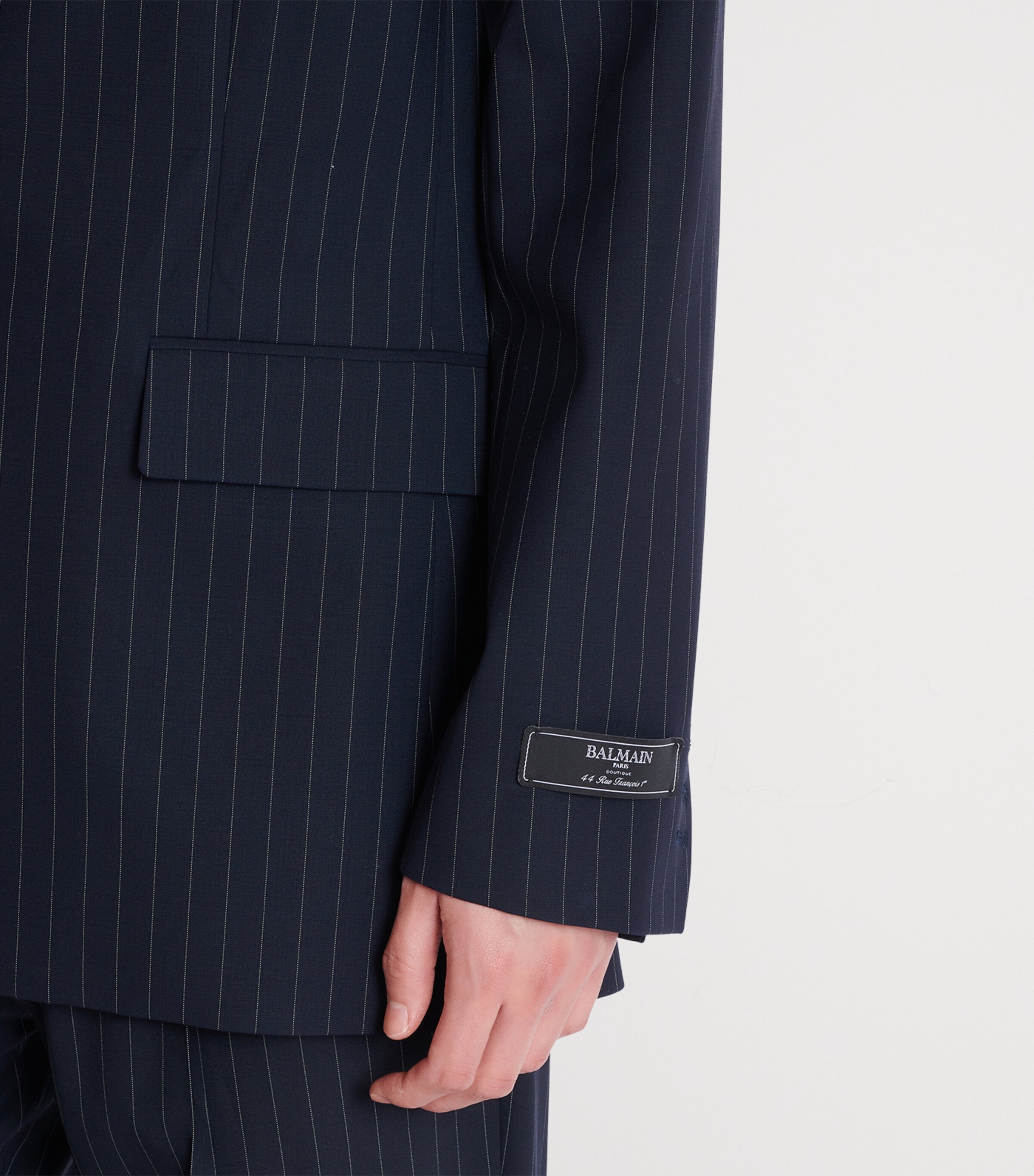Wool Pinstripe Blazer SAJ BLEU/BLANC Image 8