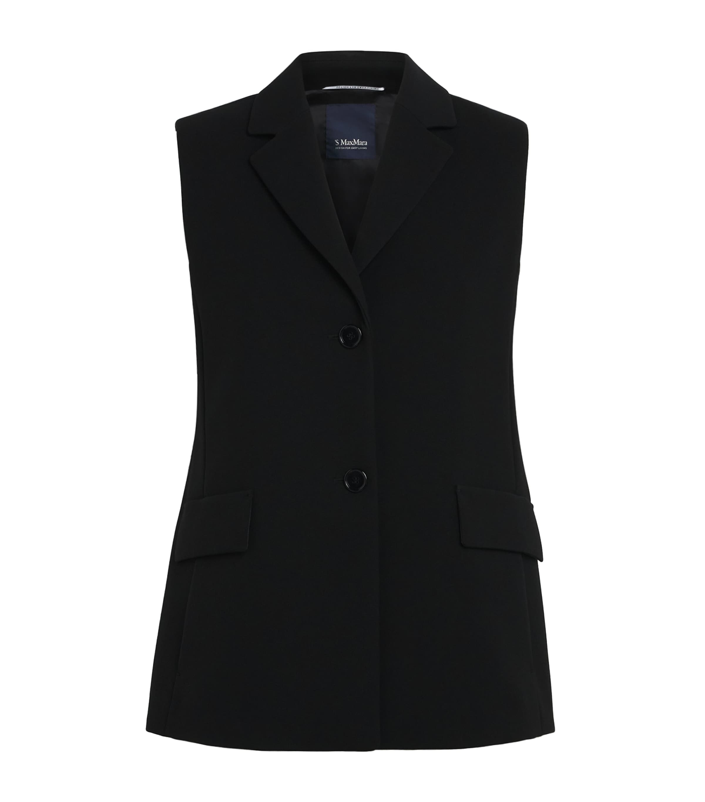 Max Mara Virgin Wool Waistcoat In Black