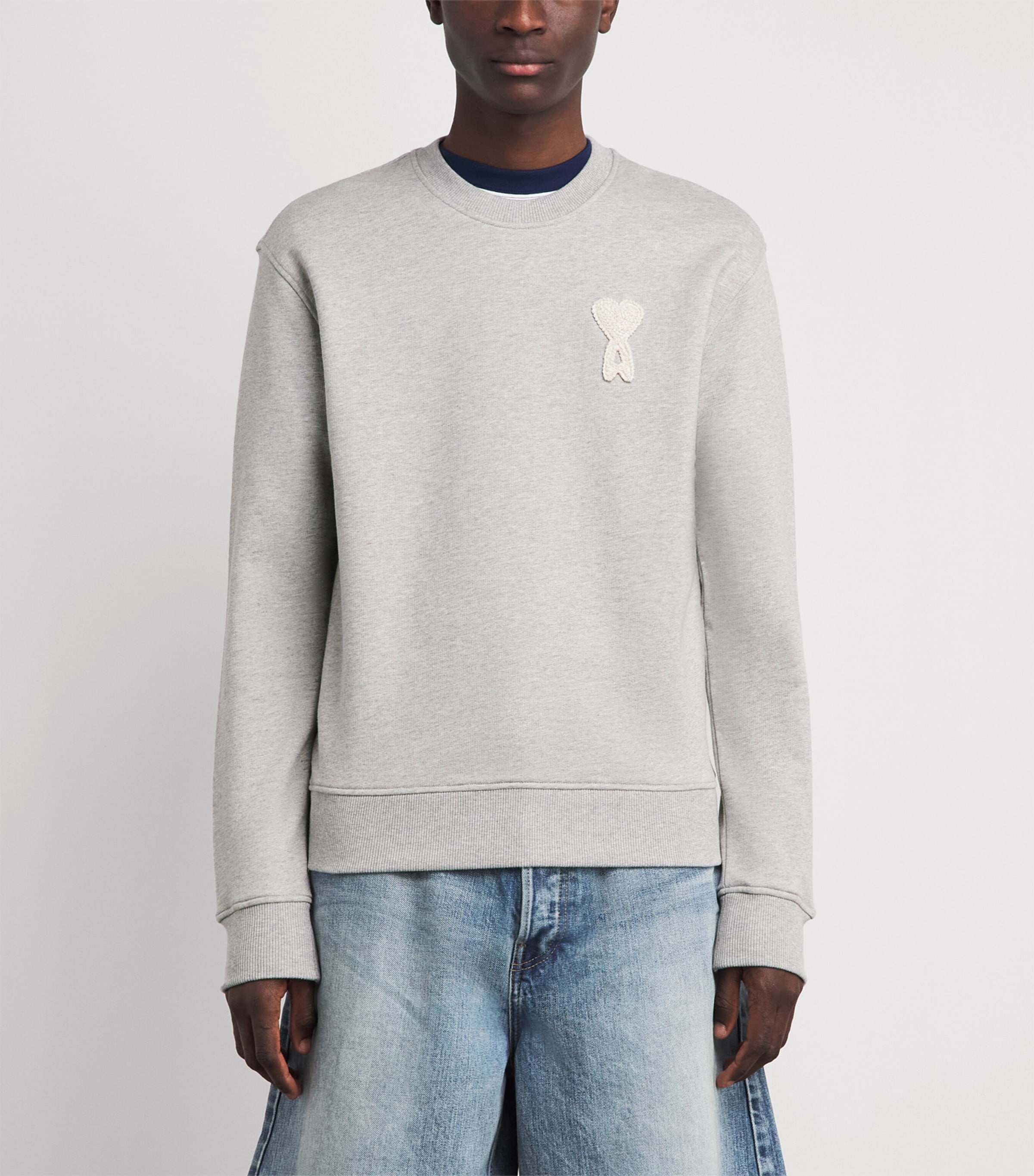 AMI Paris Blue Cotton Crochet Logo Sweatshirt | Harrods US