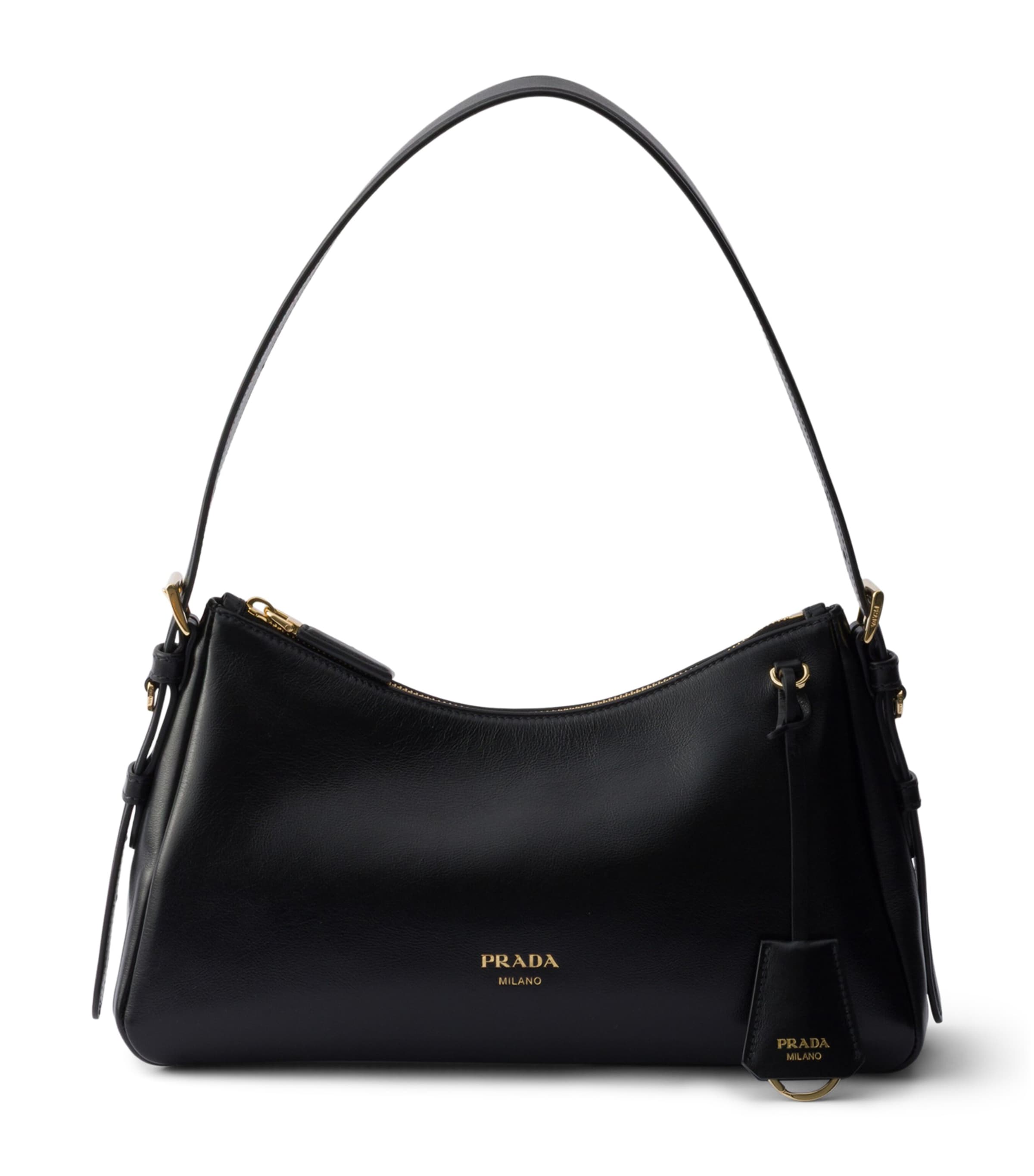 Prada Medium Leather Aimée Shoulder Bag Black Image 1