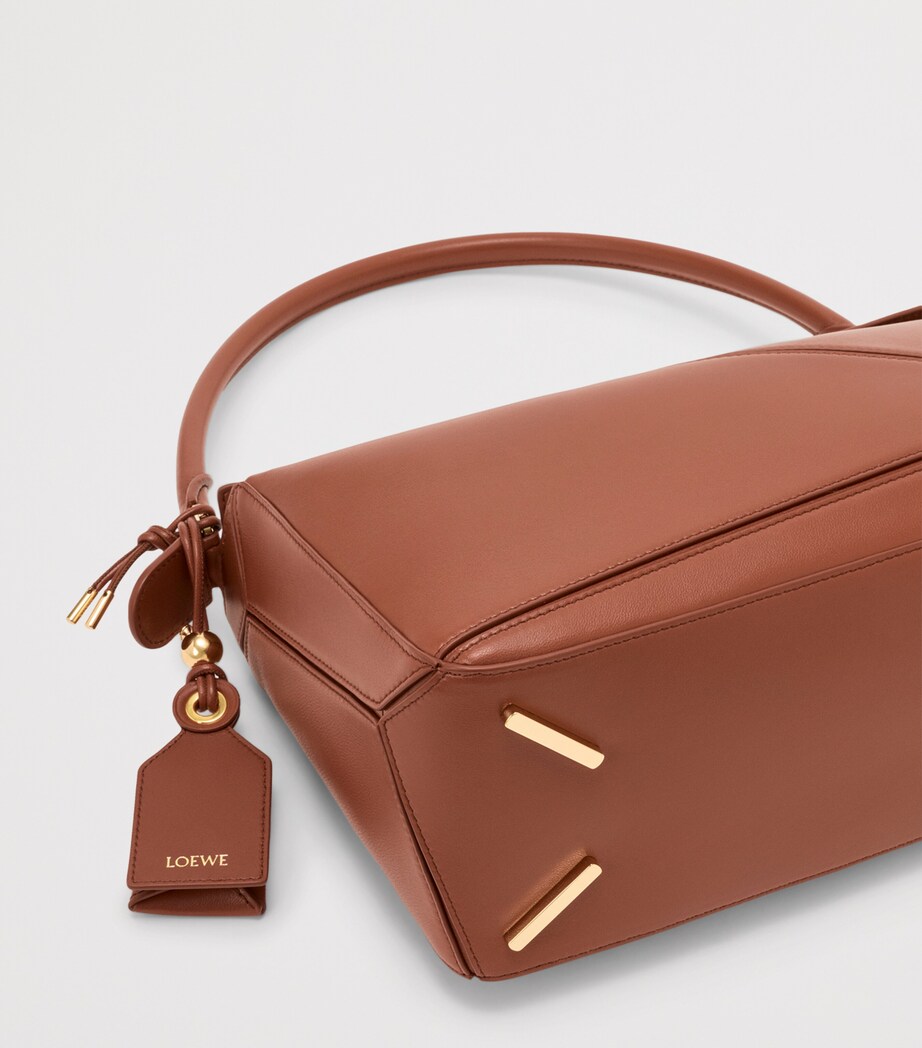 LOEWE Womens Medium Leather Featherlight Puzzle Top-Handle Bag Pecan Image 8