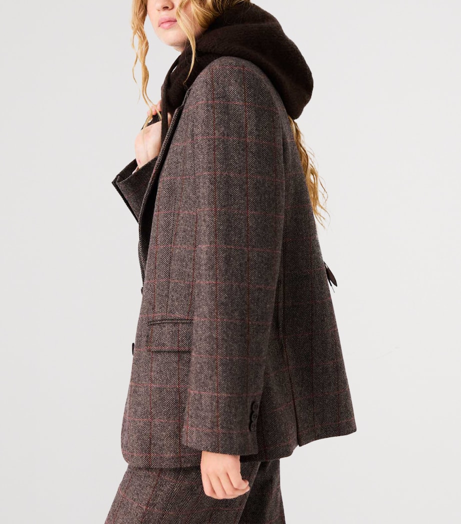 Maje Womens Wool-Blend Belted Blazer Brown Image 3